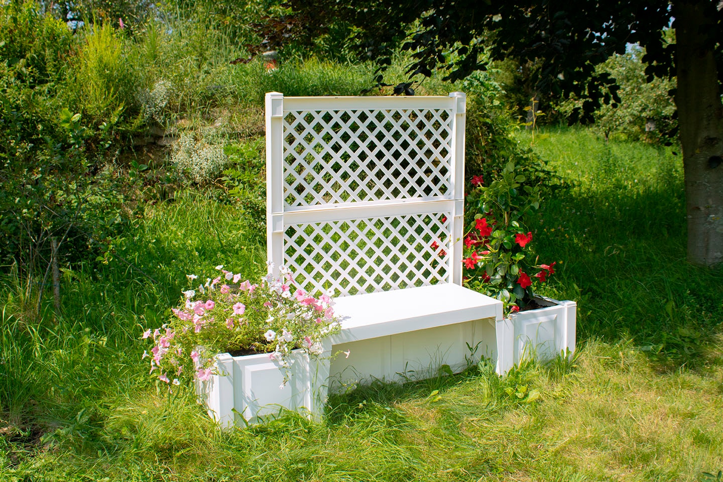 KHW Gartenbank »Kopenhagen«, mit Spalier und zwei Pflanzkästen, weiß