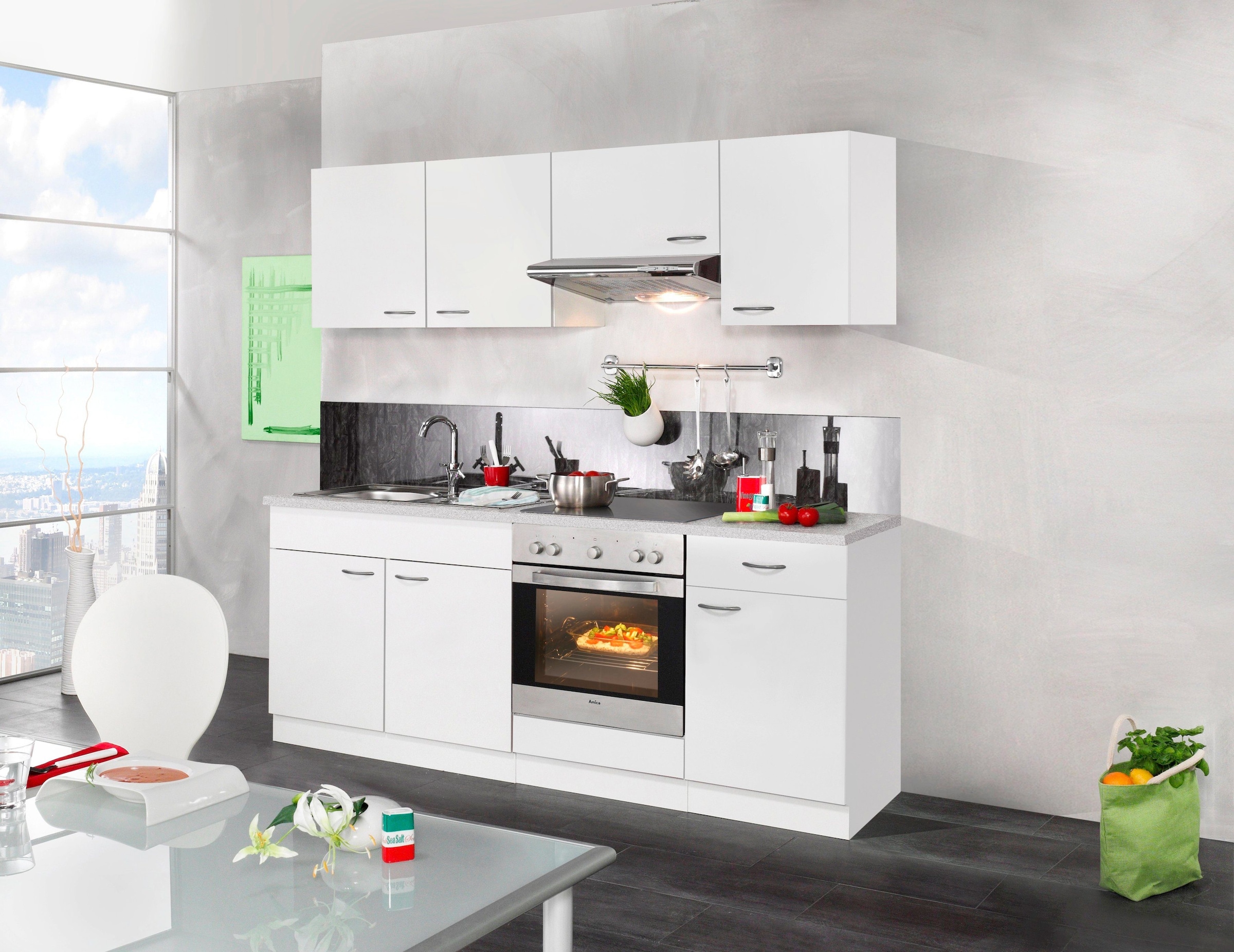 wiho Küchen Küchenzeile »Valencia«, mit E-Geräten, Breite 210 cm online bei  OTTO