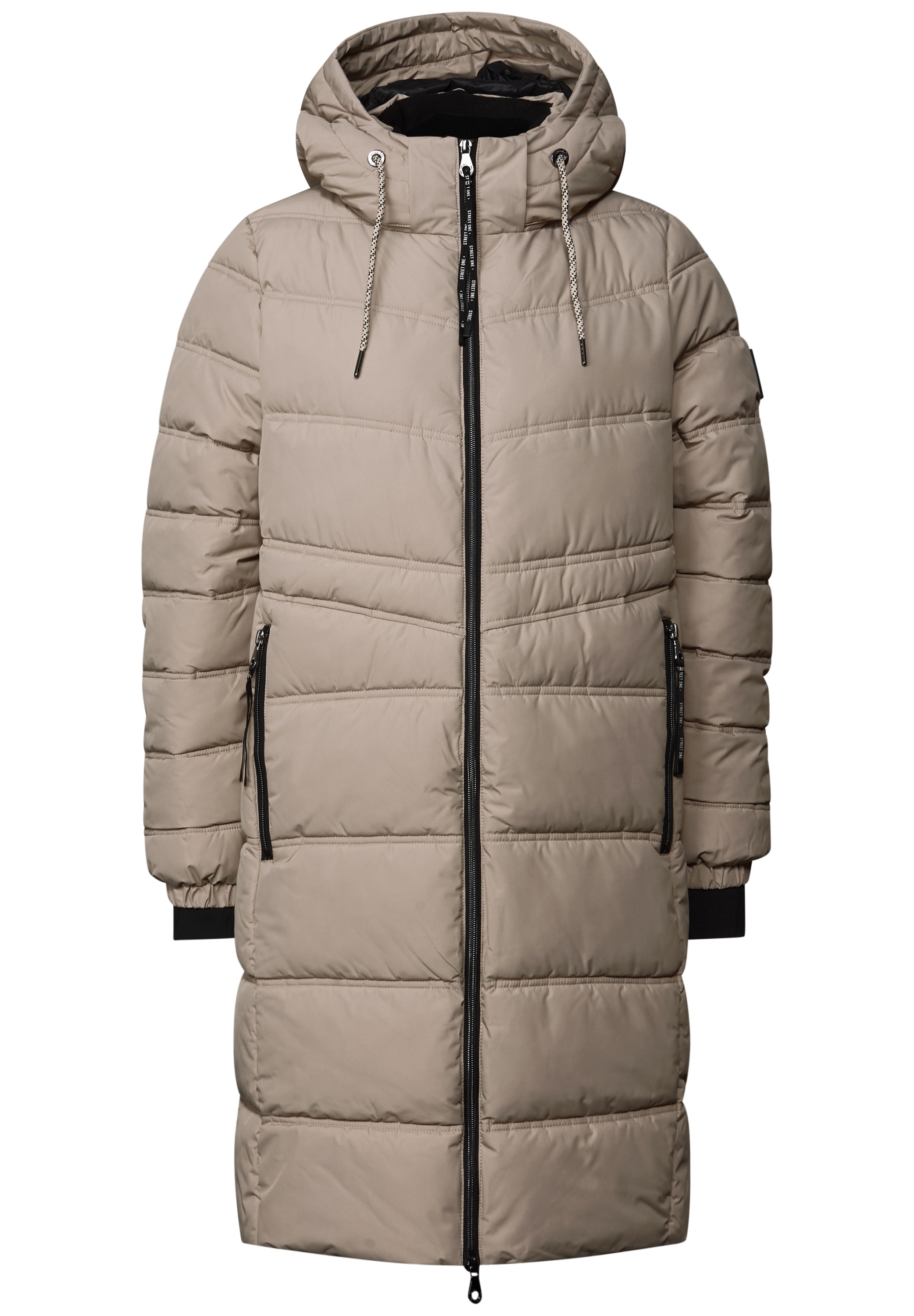 STREET ONE Steppjacke, mit Kapuze, lange Winterjacke, mit Kapuze