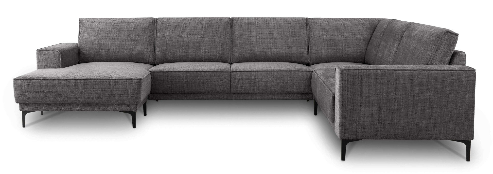 Places of Style Wohnlandschaft »XXL Sofa Oland, Struktur, Flachgewebe, Luxus-Microfaser, Boucle«, U-Form, 342 cm, Wellenunterfederung, Skandi-Design, Metallfüße