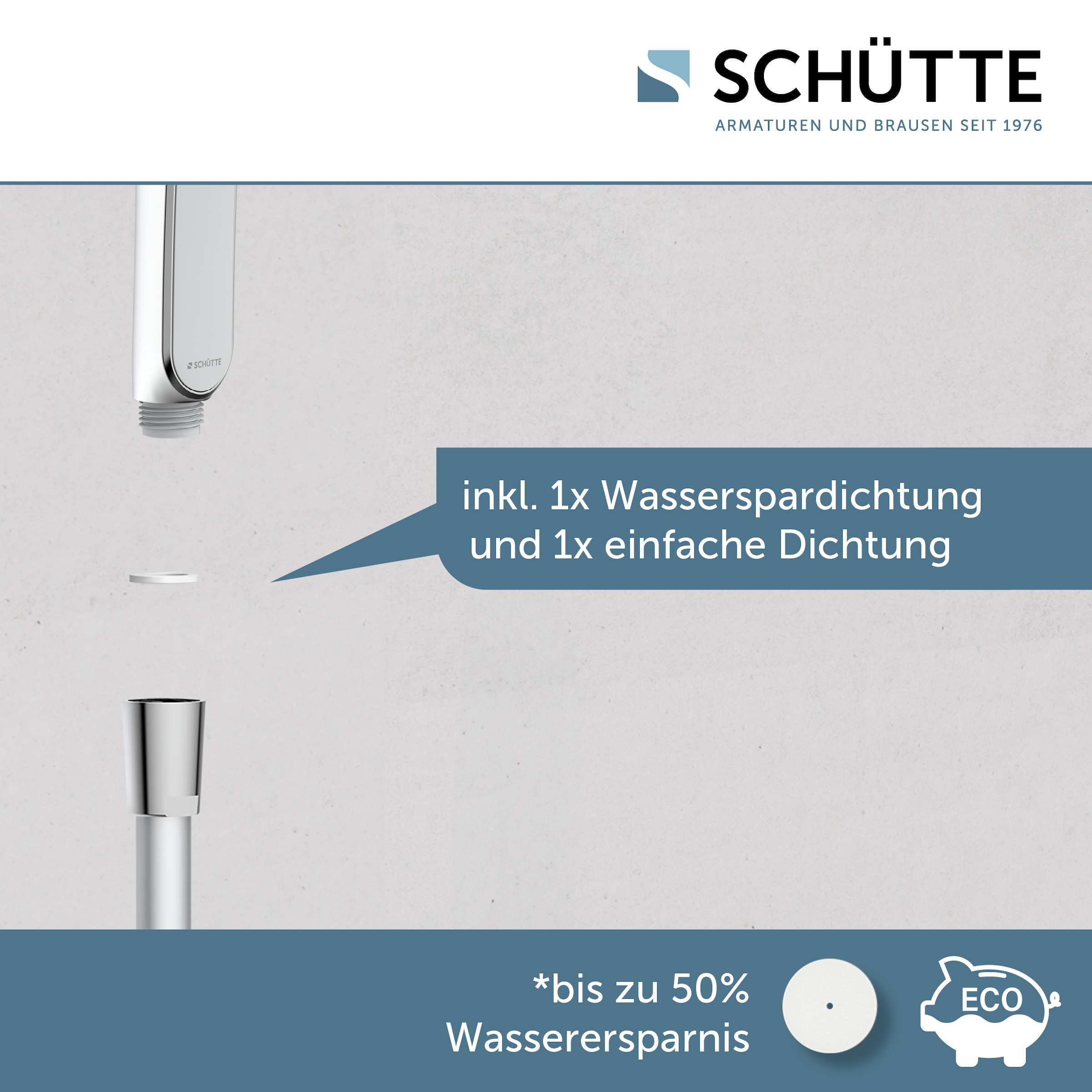 Schütte Handbrause »KARIBIK«, 3-fach verstellbar, mit Antikalknoppen, wassersparend, eckig