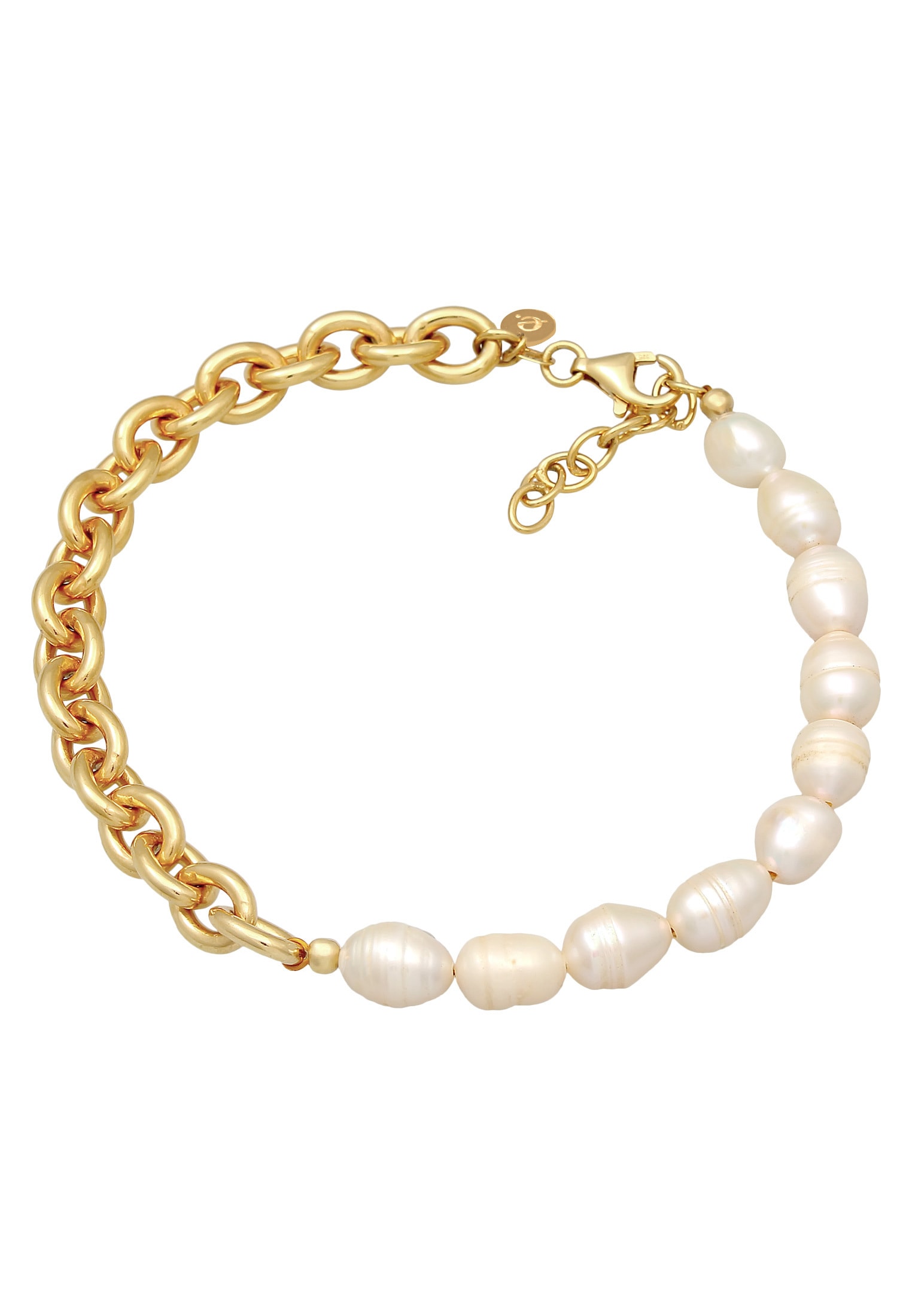 Elli Premium Fußkette »Fußschmuck Glieder Barock Süßwasserzuchtperle 925er Silber«