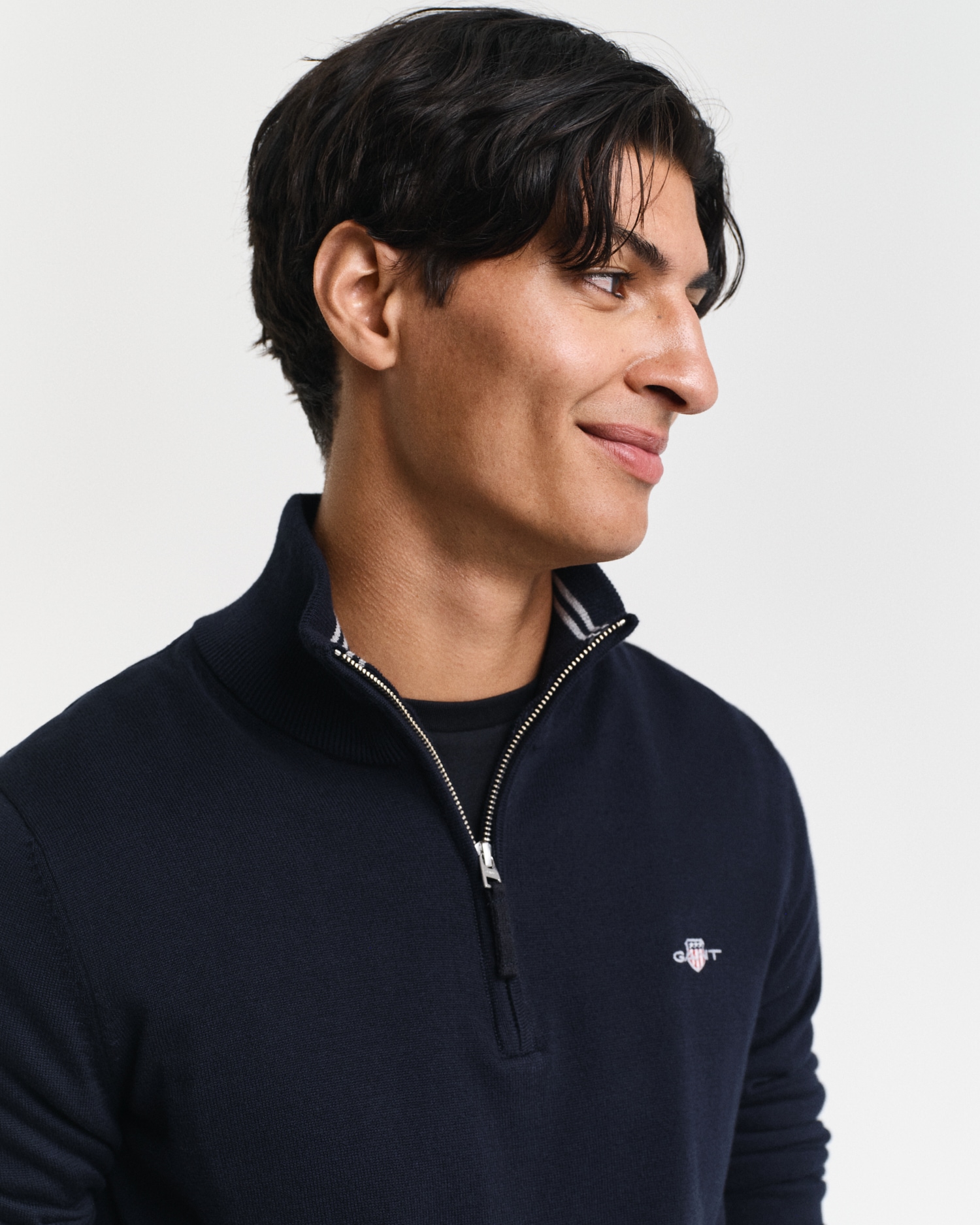 Gant Troyer »CLASSIC COTTON HALF ZIP«, mit gerippten Details