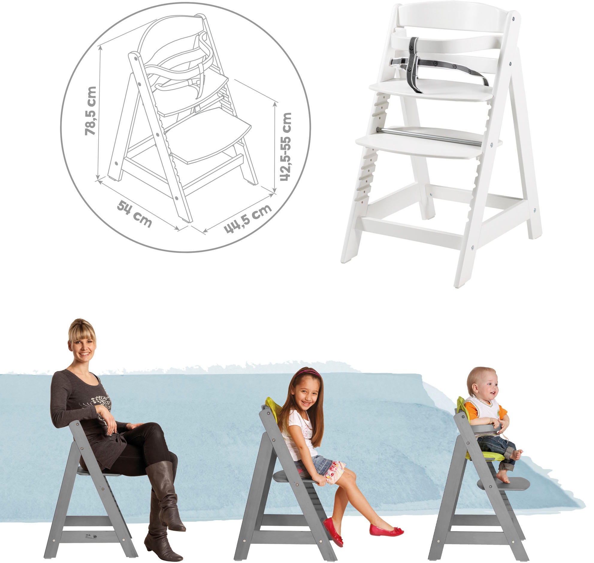 roba® Hochstuhl »Treppenhochstuhl Sit Up Click, weiß«, aus Holz
