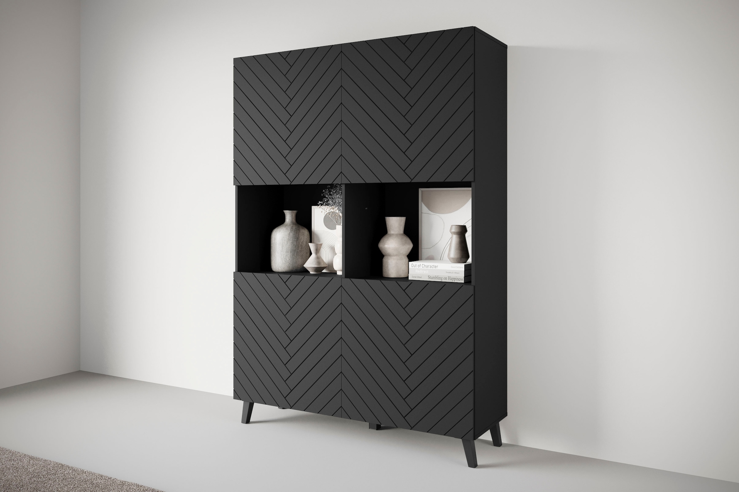 INOSIGN Highboard »PHUKET«, (1 St.), Moderne Hochkommode ohne Griffe mit 10 Fächern, Breite 120 cm