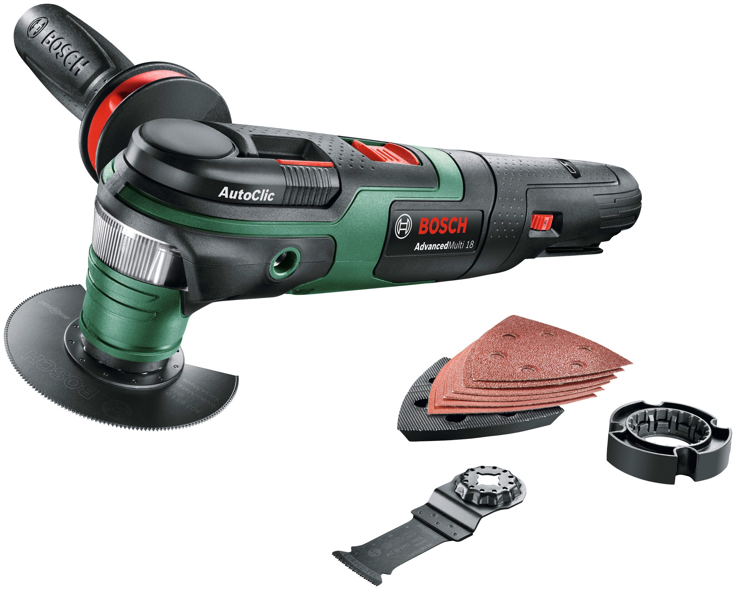 Bosch Home & Garden Akku-Multifunktionswerkzeug »AdvancedMulti 18«, (Set), mit Zubehörset, Akku 18V/2,5 Ah und Ladegerät