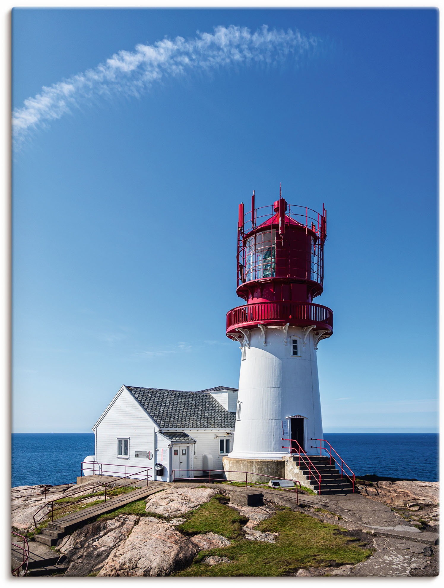Artland Wandbild »Leuchtturm Lindesnes Fyr in Norwegen«, Gebäude, (1 St.), in vielen Größen & Produktarten - Alubild / Outdoorbild für den Außenbereich, Leinwandbild, Poster, Wandaufkleber / Wandtattoo auch für Badezimmer geeignet