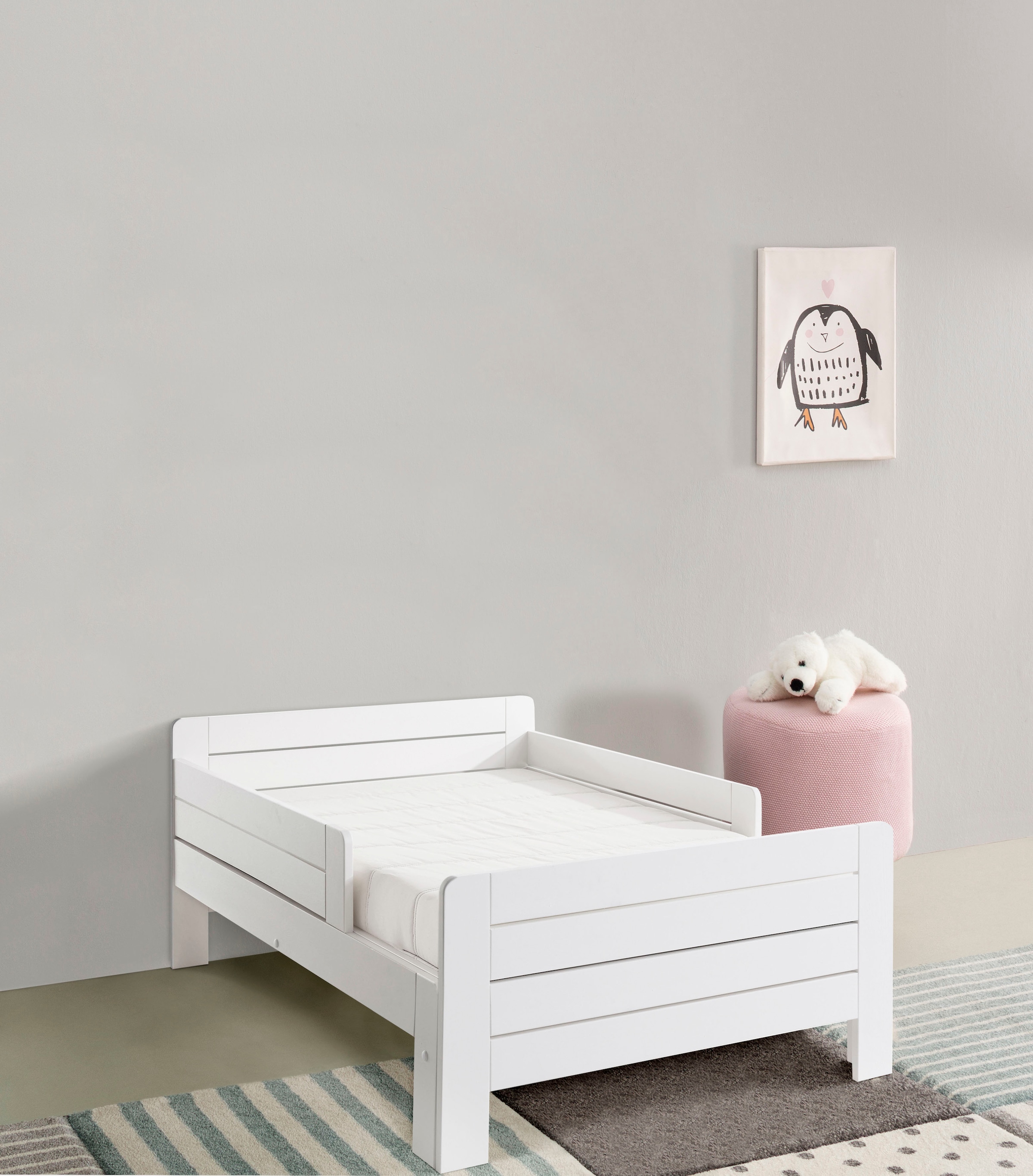 Lüttenhütt Funktionsbett »"LOTTE " Bestseller! Kinderbett«, Mitwachsend/ ausziehbar 140cm-200cm, zertifiziertes Massivholz