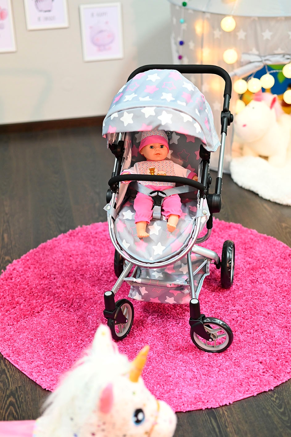 Knorrtoys® Kombi-Puppenwagen »Boonk - star grey pink«