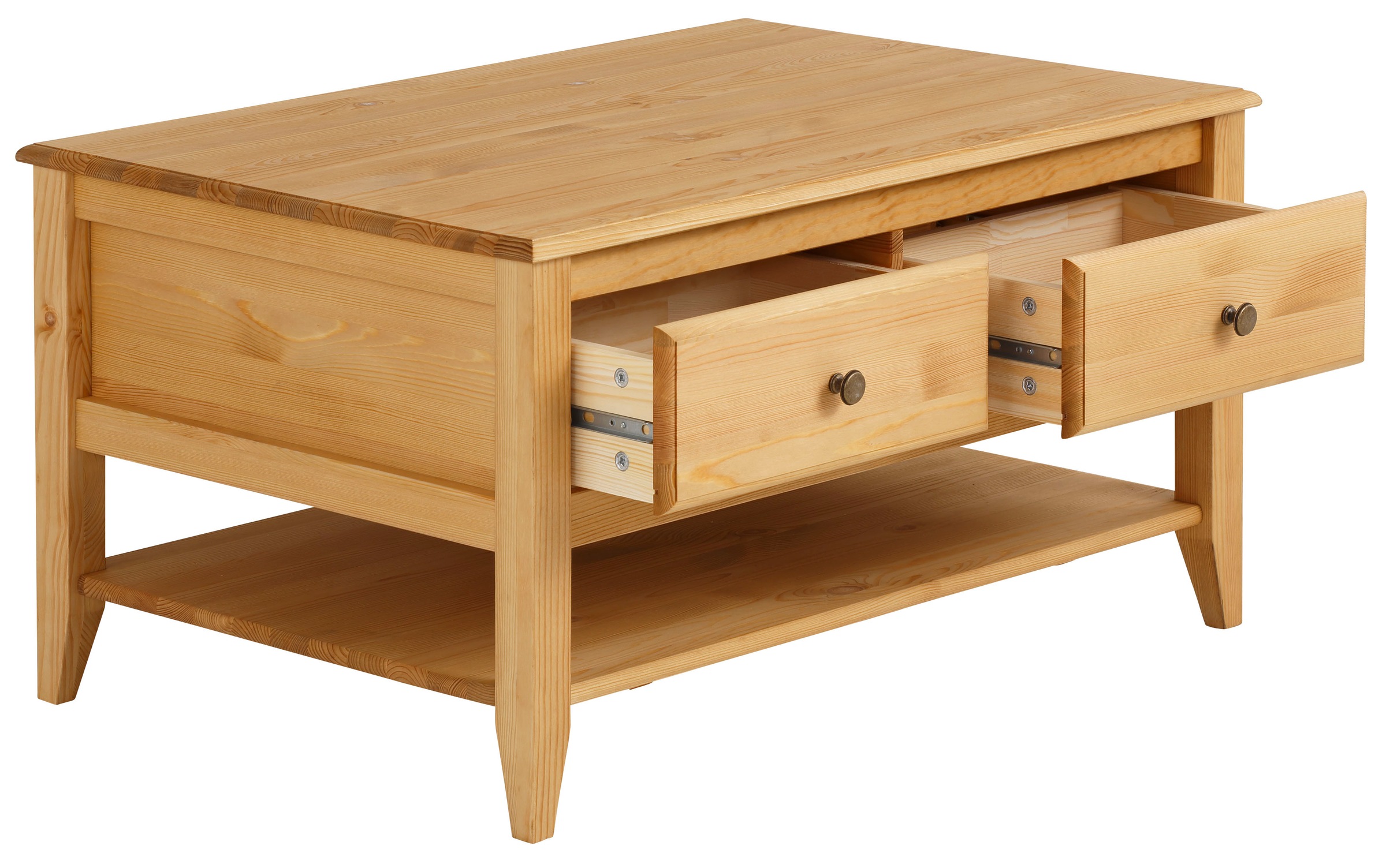 OTTO home Couchtisch »Leonis« Breite 89 cm, mit Schubladen und Ablageboden, massiver Kiefer,  FSC®