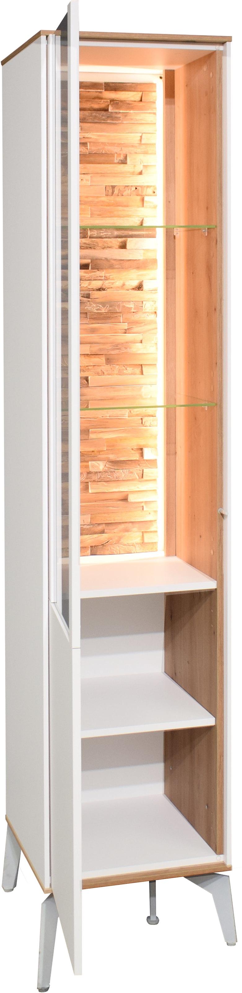 Mäusbacher Standvitrine »Faro« Faro Standvitrine B 43 cm, inkl. Beleuchtung, Push to open, Metallfüße