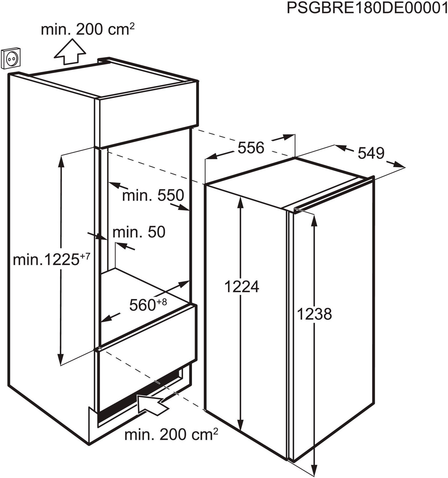 AEG Einbaukühlschrank Serie 5000 »TSF5O12EF«, 137 L, variable Glasablagen bis zu 25 kg belastbar, Touch, Festtür