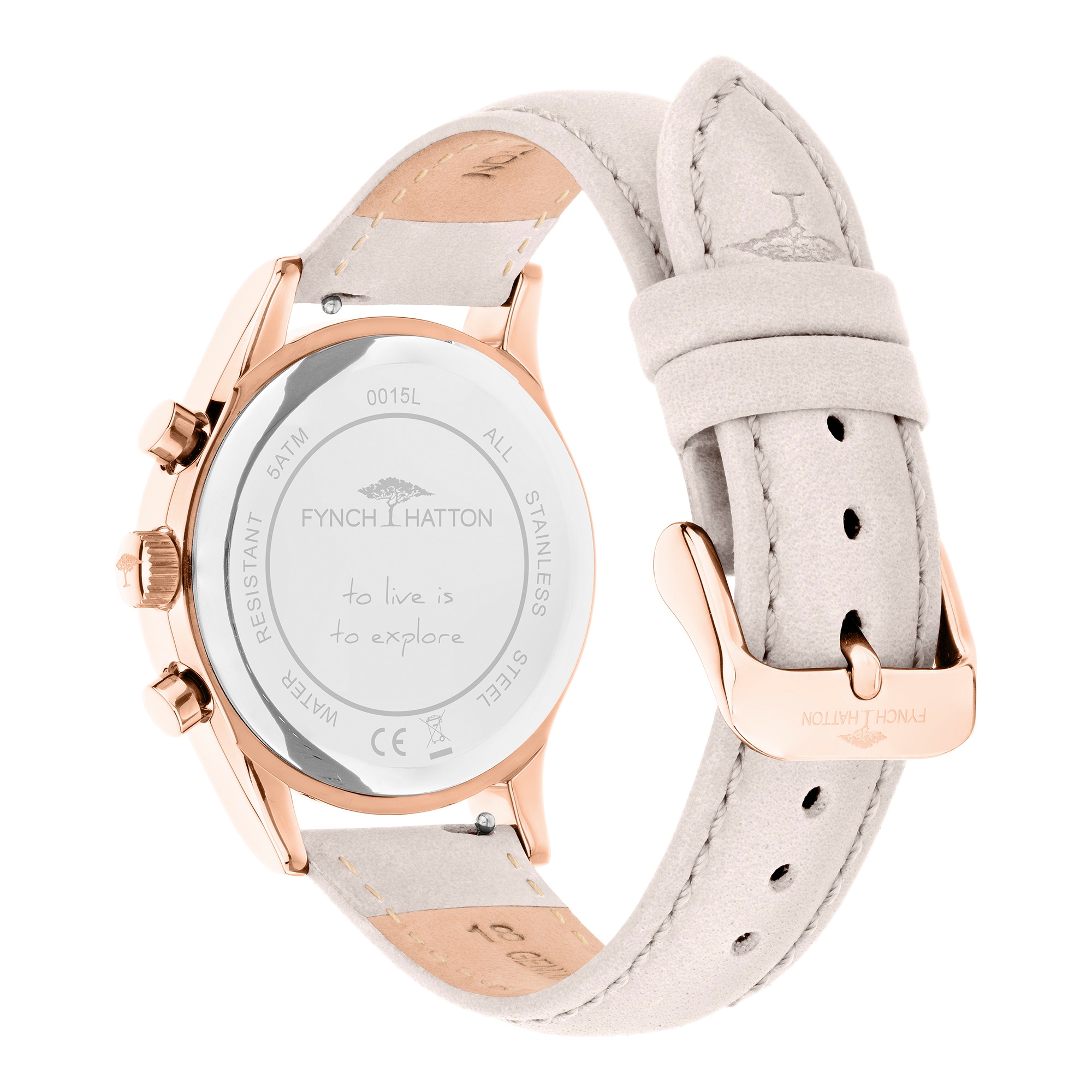 FYNCH-HATTON Chronograph Quarzuhr, Armbanduhr, Damenuhr, Lederarmband, analog, Stoppfunktion