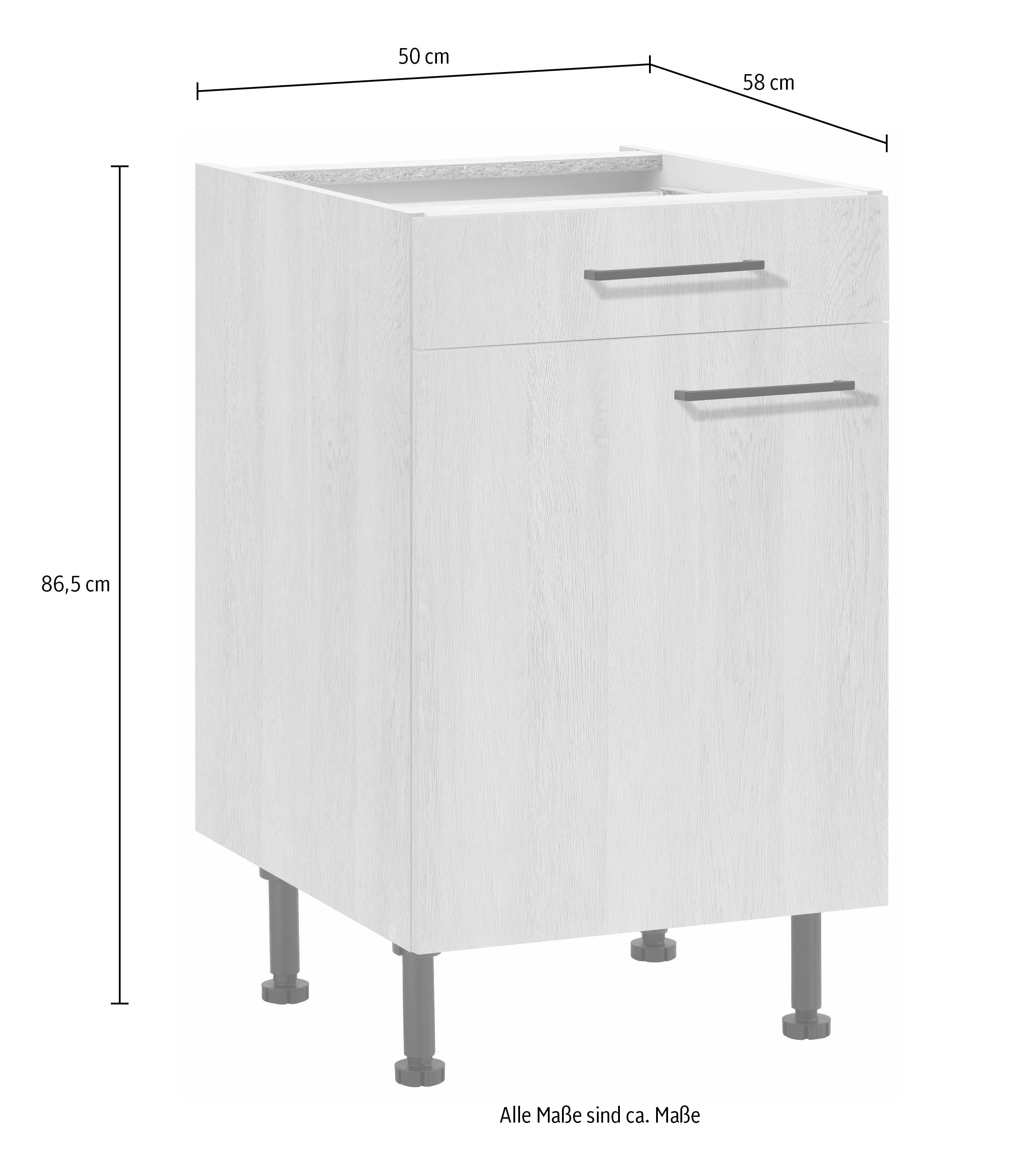 wiho Küchen Unterschrank »Nisos«, 50 cm breit, Soft-Close in Schubkästen, verstellbare Füße, ohne Platte