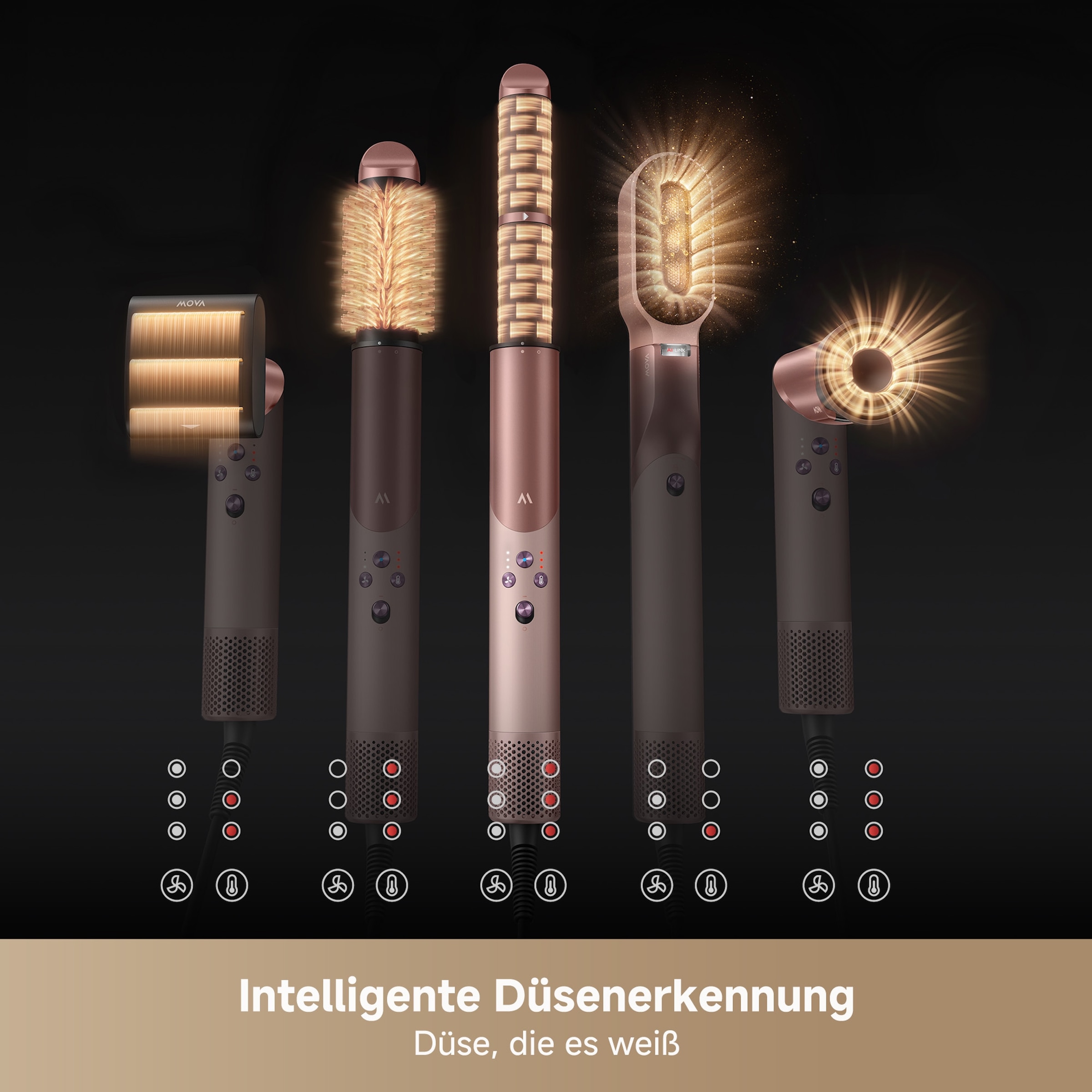 Mova Haartrockner »Master 10« 1.600 W 8 Aufsätze 4 Temperaturstufen, einfaches Wechseln vom Haartrockner zum Styler