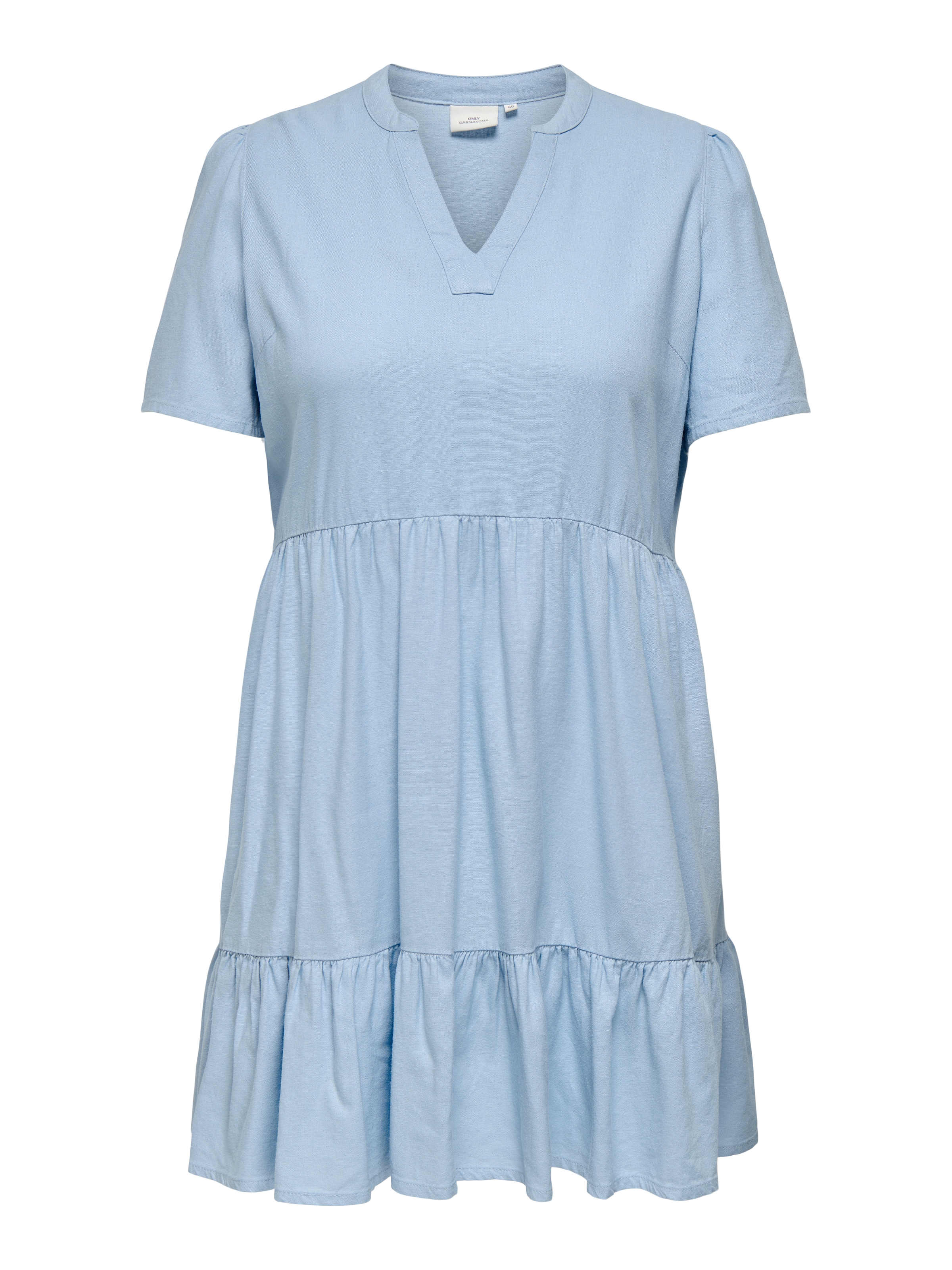 ONLY CARMAKOMA Minikleid »CARTIRI-CARO S/S V-NECK LIN DRESS TLR«, mit Volant im Tunika Style