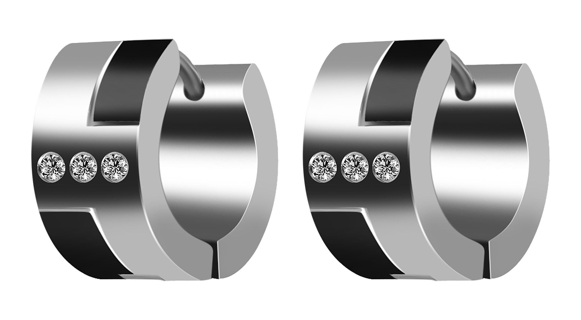 Adelia´s Paar Creolen »Damen Ohrringe ¿ Klappcreole aus Edelstahl mit Strass Steinchen«