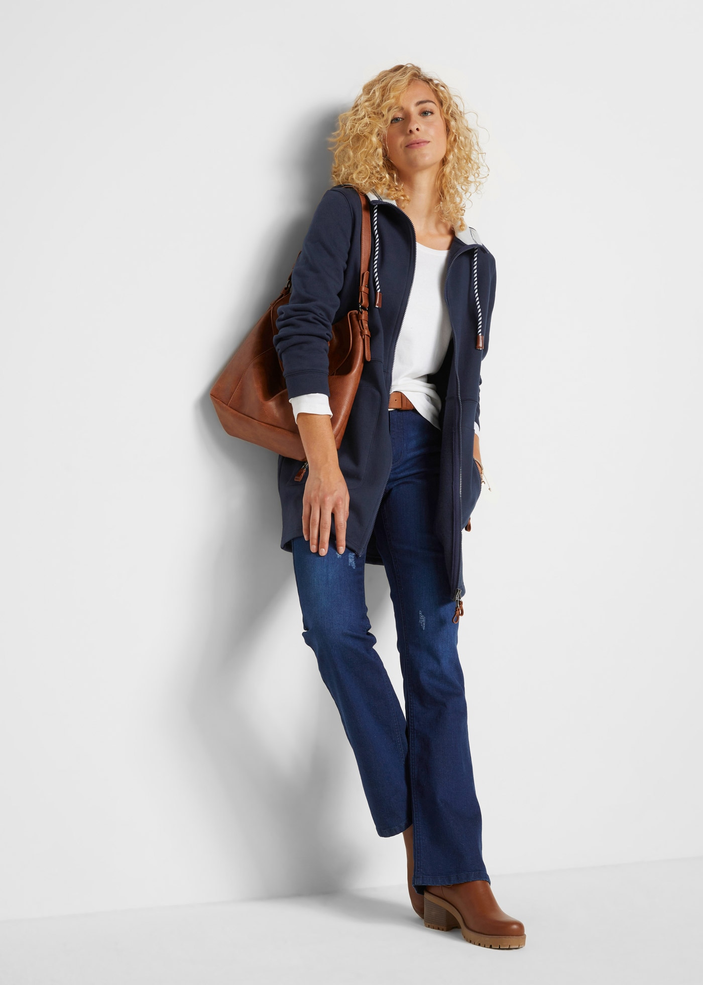 bonprix Kapuzensweatjacke Long-Kapuzen-Sweatjacke