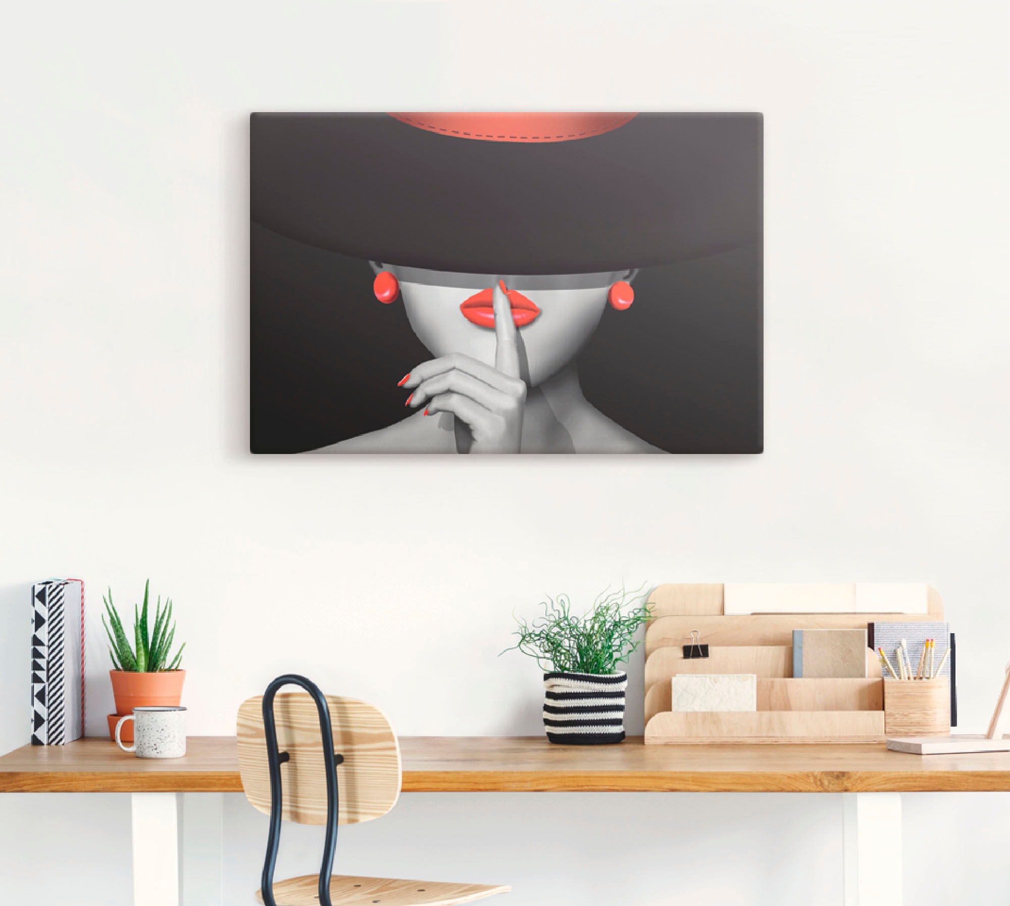 Artland Leinwandbild »Sei still« Frau 1 Stk. tlg. auf Holzrahmen gespannt