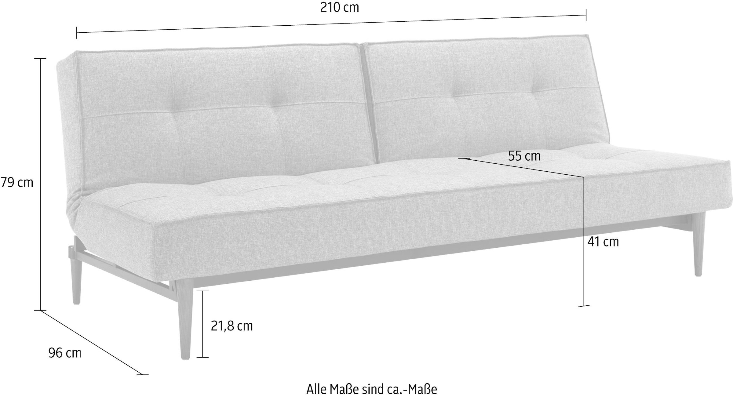 skandinavischen »Splitback«, Design Styletto Beinen, Schlafsofa mit INNOVATION kaufen LIVING ™ dunklen bei OTTO in