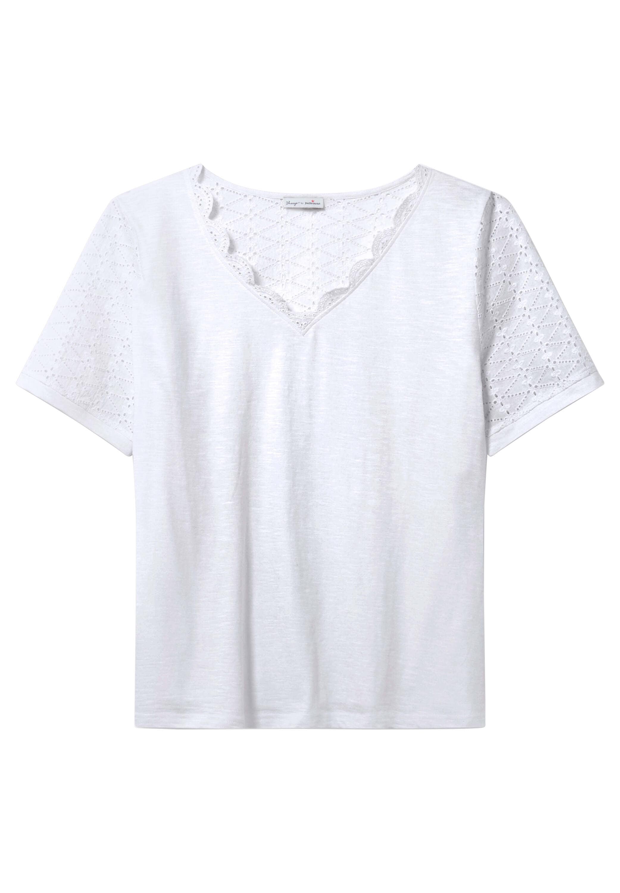 sheego by Joe Browns T-Shirt »Shirt V-Shirt mit Lochstickereien und Muschelsaumkante«
