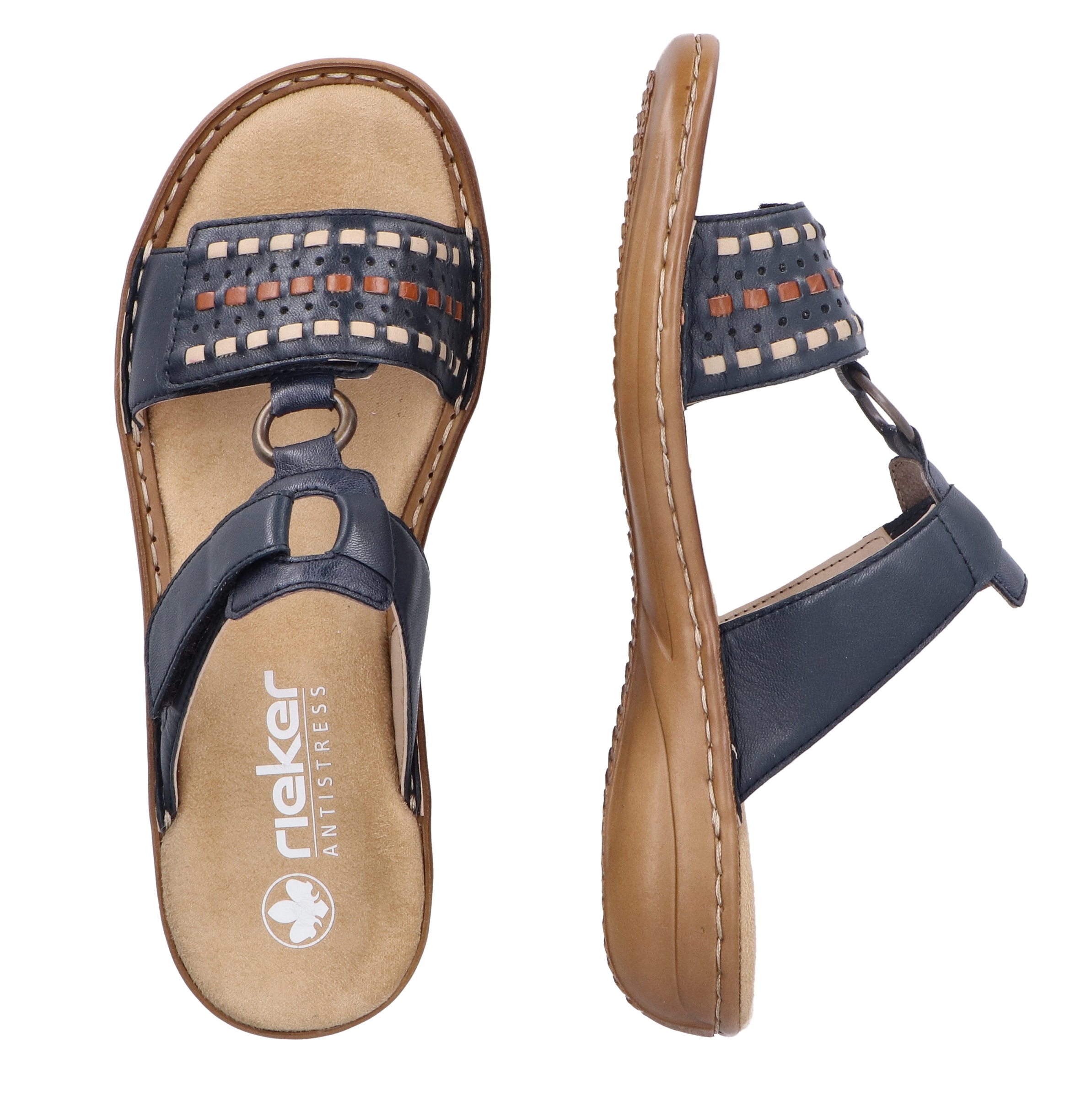 Rieker Pantolette, Keilabsatz, Sommerschuh, Schlappen mit praktischem Klettverschluss