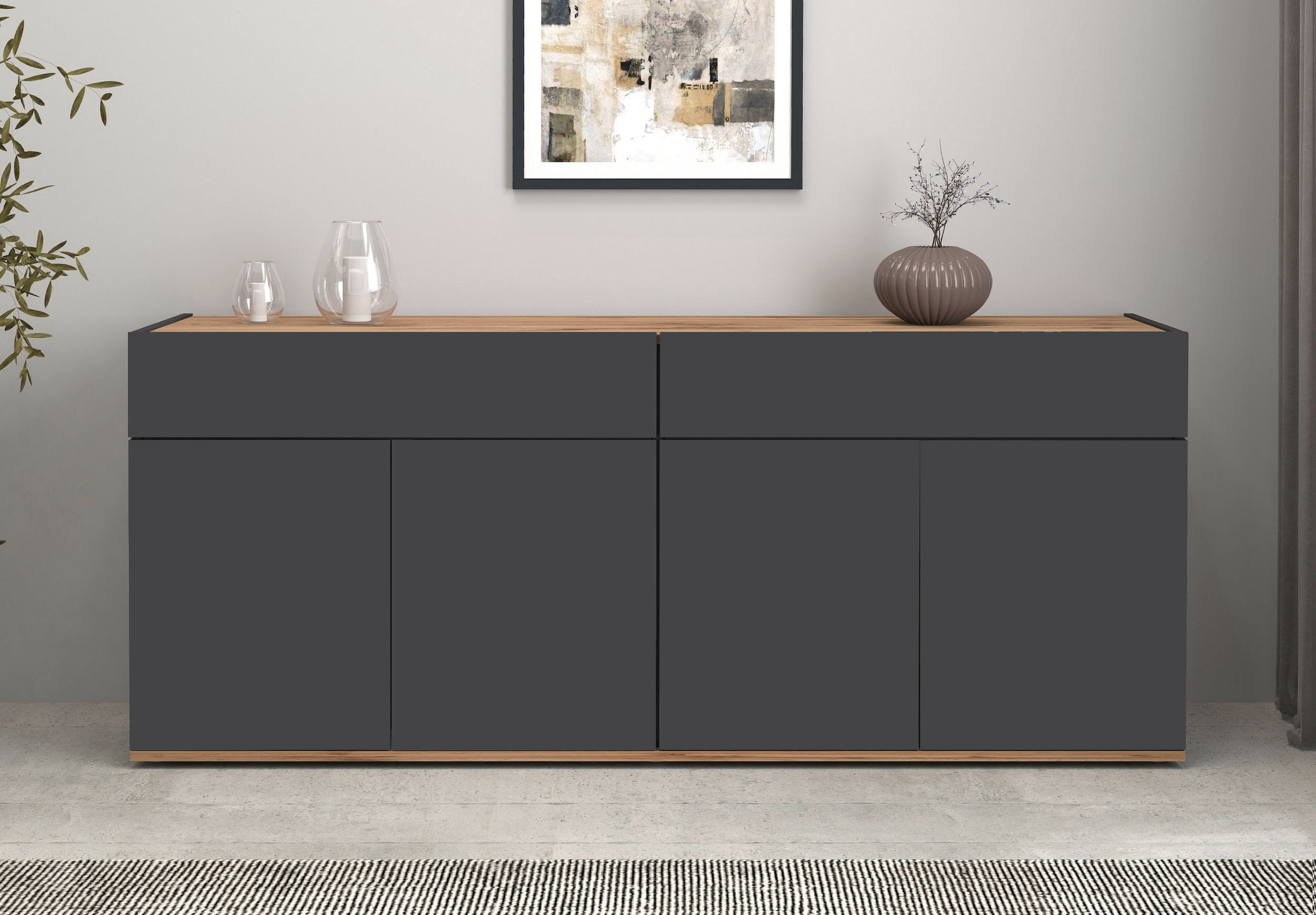 INOSIGN Sideboard »Garda, Kommode, Schrank, Kredenz«, 4 Türen, 2 Schubladen, grifflos Breite 160,1 cm