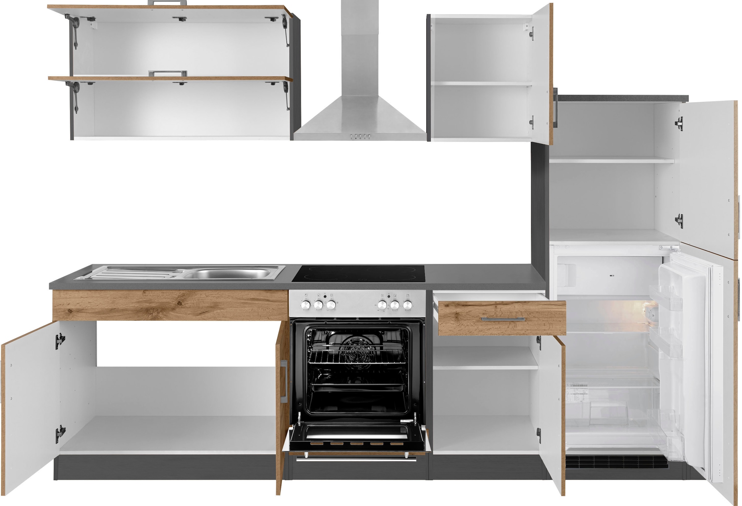 KOCHSTATION Küchenzeile »KS-Colmar« mit E-Geräten, Breite 270 cm