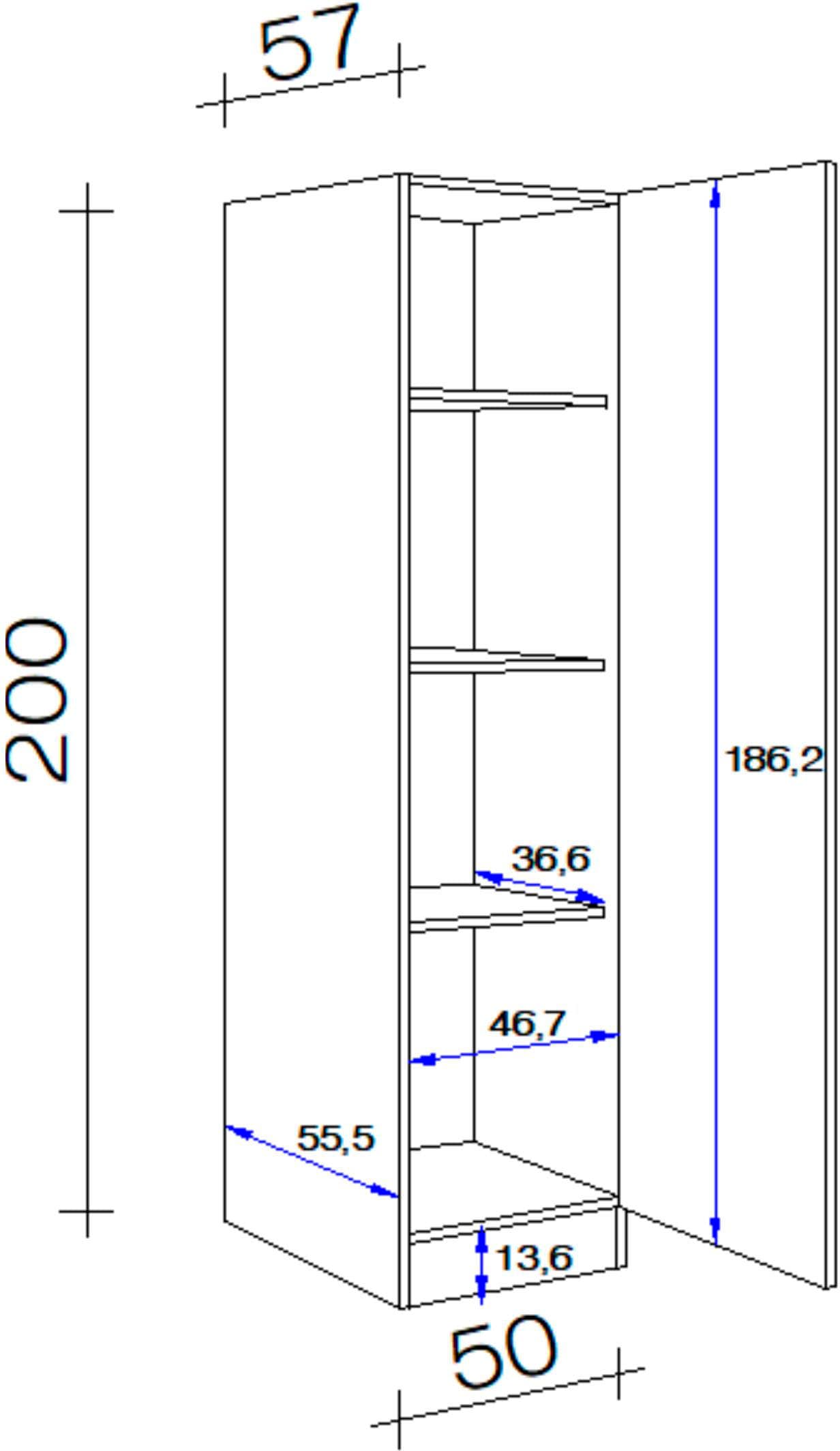 Flex-Well Seitenschrank »Nepal«, (B x H x T) 50 x 200 x 57 cm, für viel Stauraum