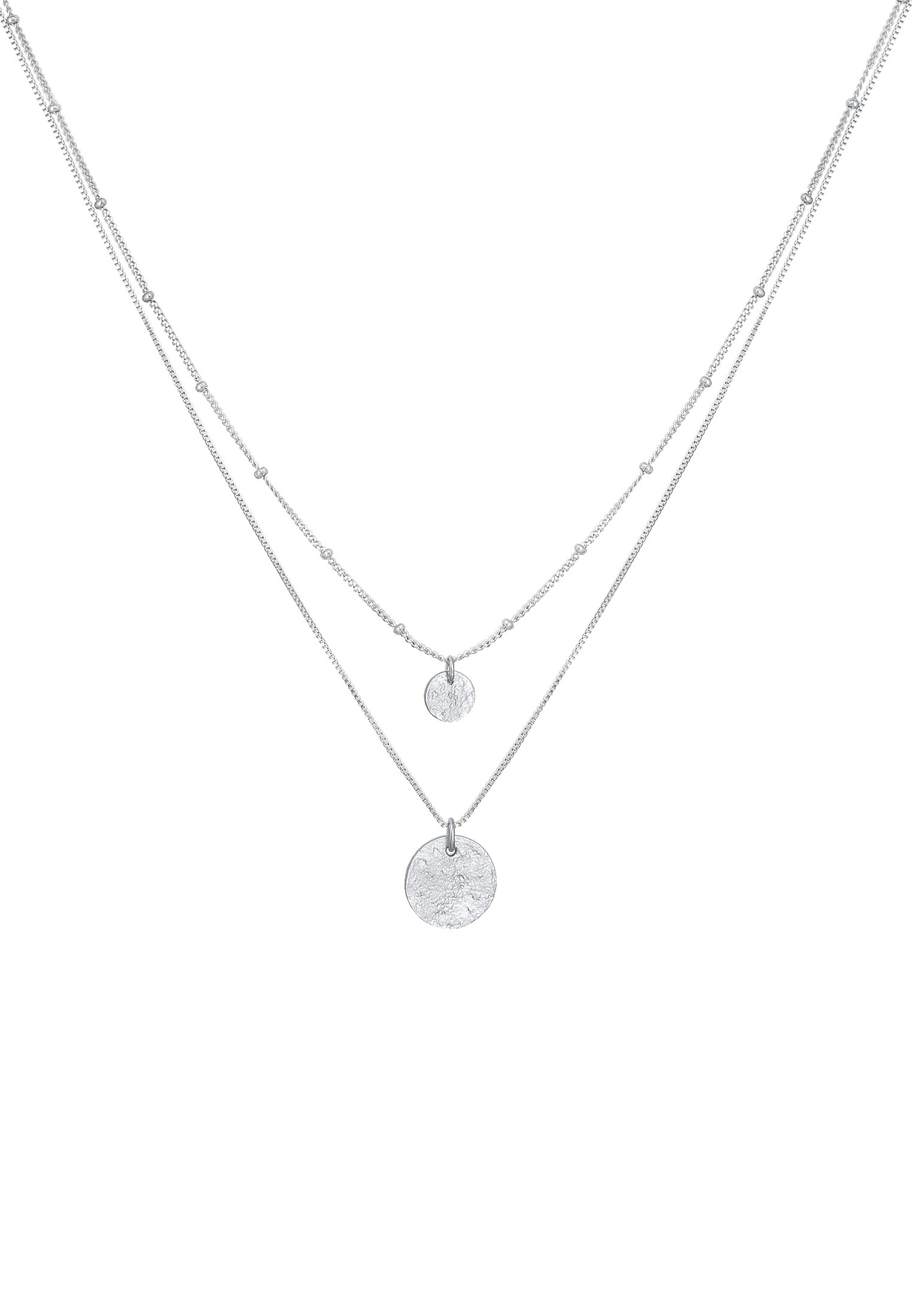 Elli Silberkette »Halskette Basic Layer Kugelkette Plättchen 925 Silber«