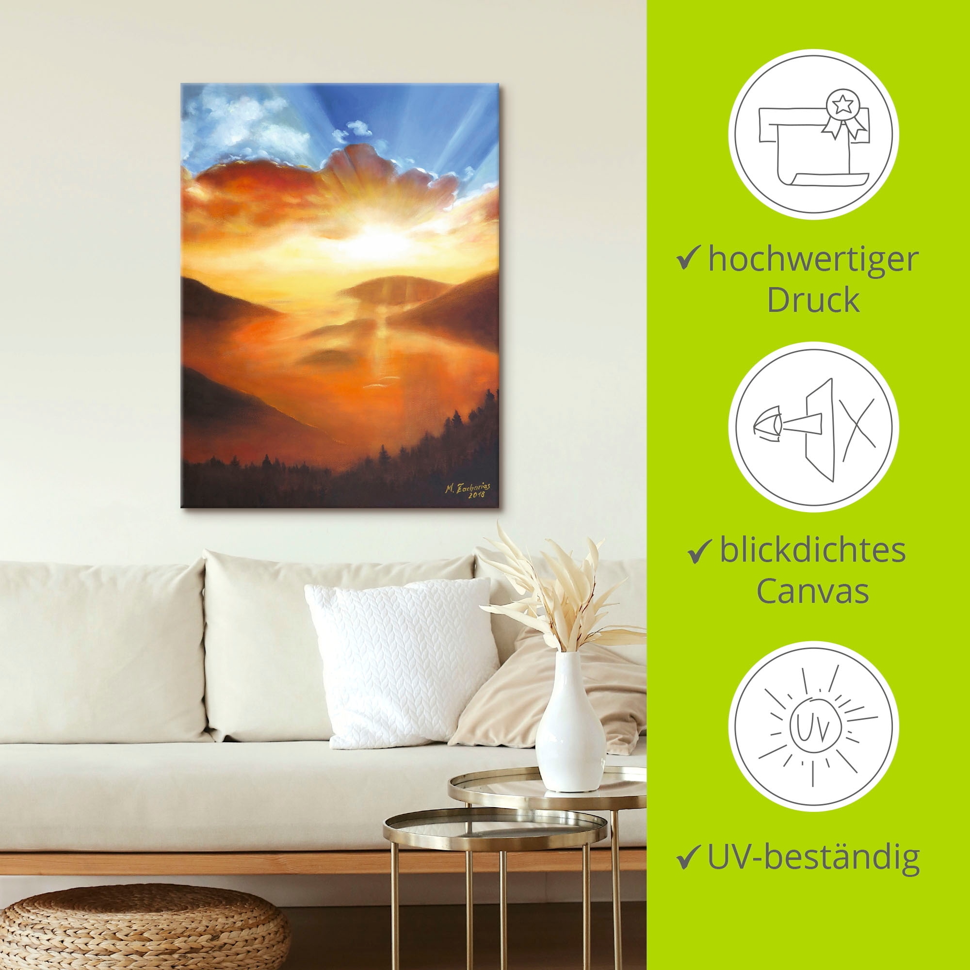 Artland Wandbild »Erwachen in der Natur«, Bilder vom Sonnenuntergang & -aufgang, (1 St.), als Leinwandbild, Poster in verschied. Größen