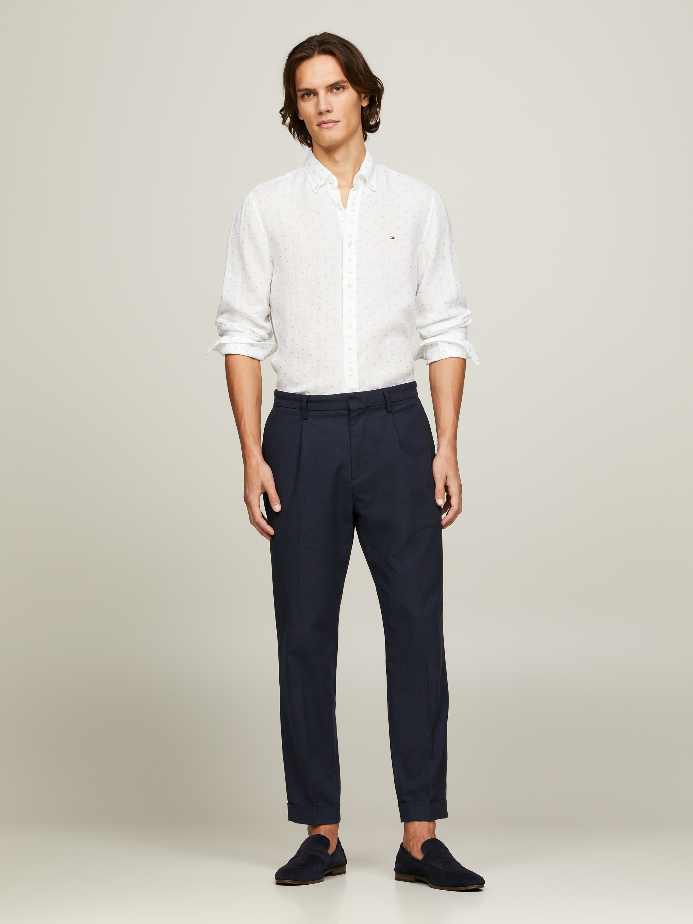 Tommy Hilfiger Langarmhemd »LINEN FIL COUPE SF SHIRT«, modisch gepunktet