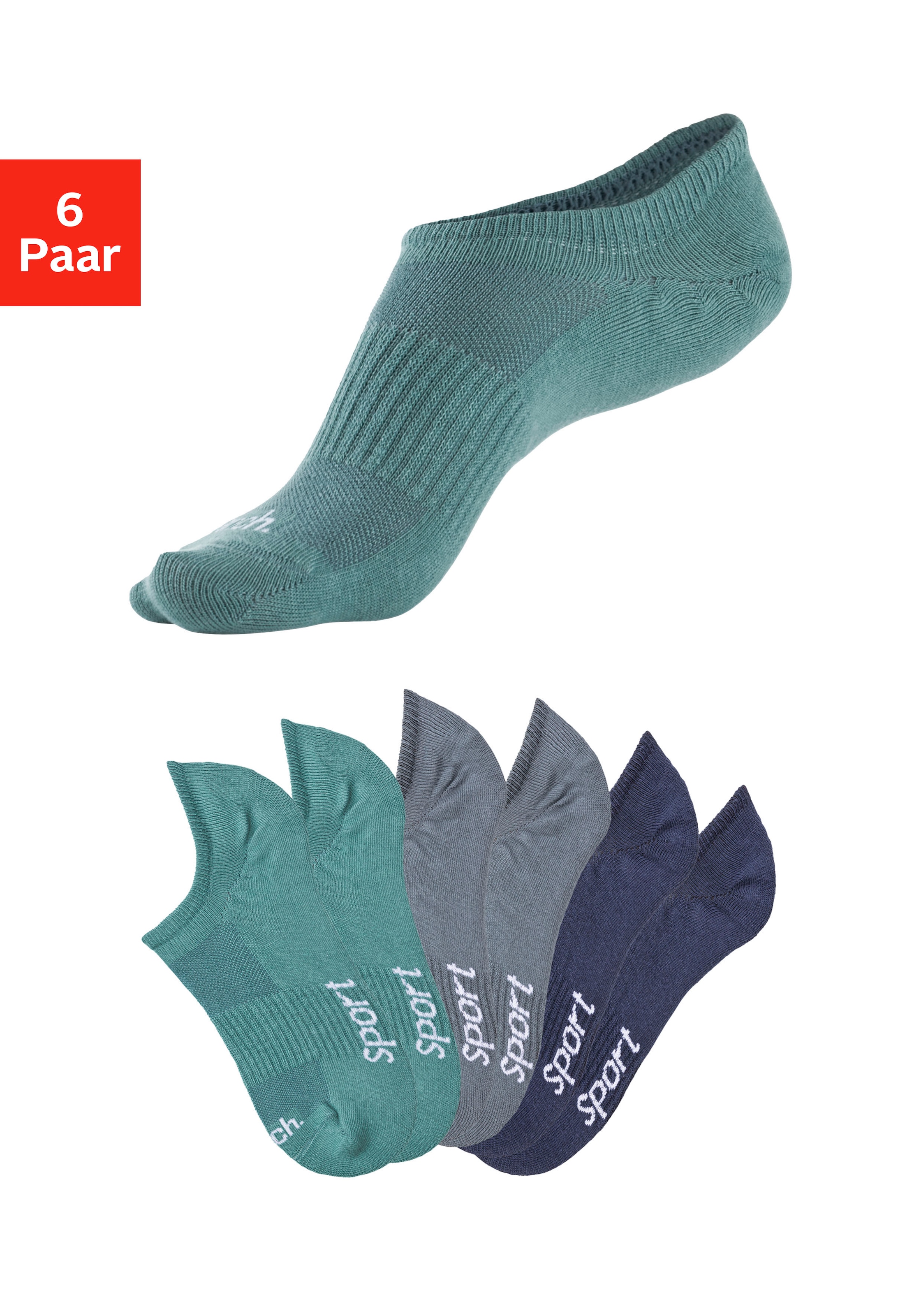 Sneakersocken »invisible«, (Packung, 6 Paar), nicht sichtbar in Sneakern