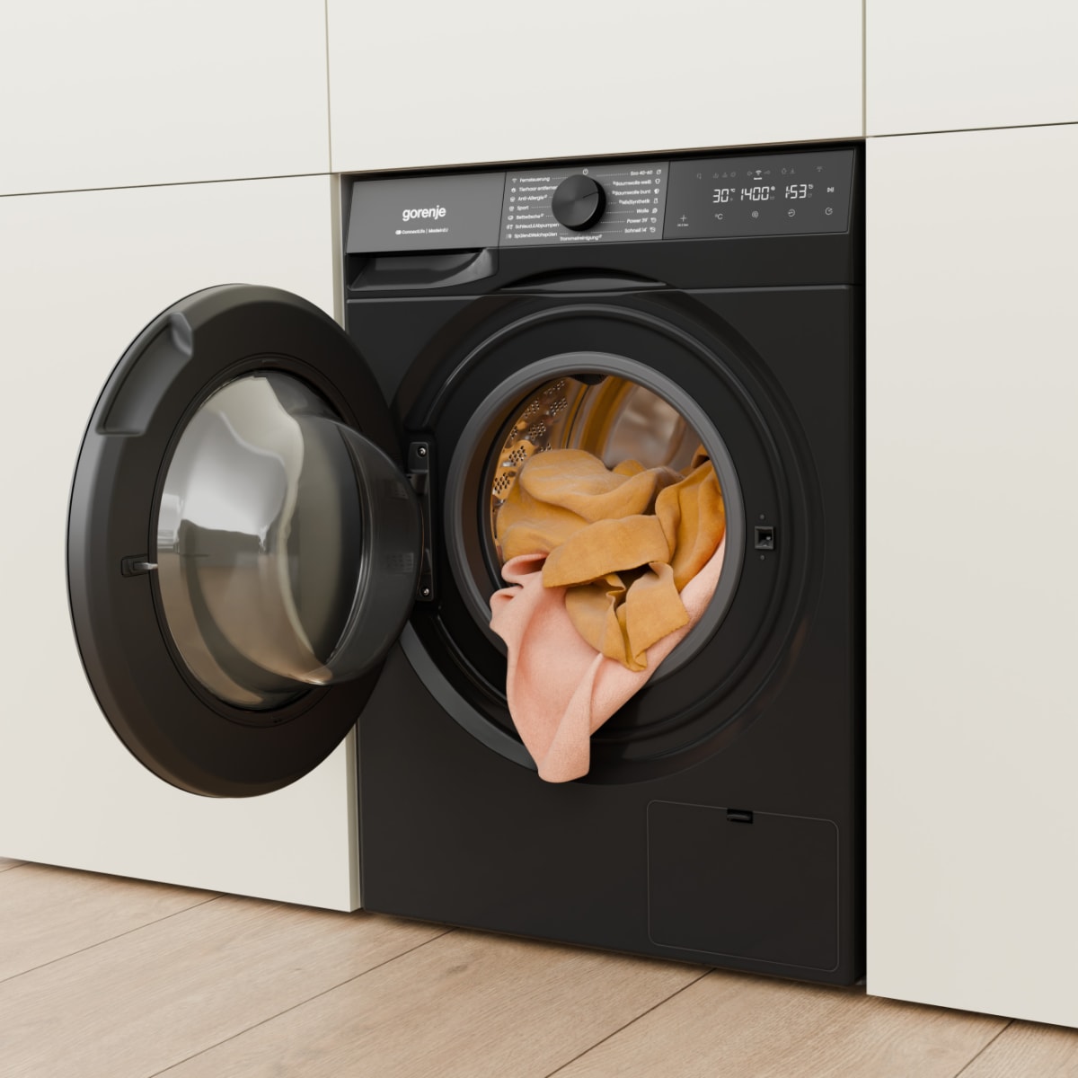 GORENJE Waschmaschine G400 »W53G494A1P1B« 9 kg 1400 U/min selbstreinigende Waschmittelschublade, FastWash