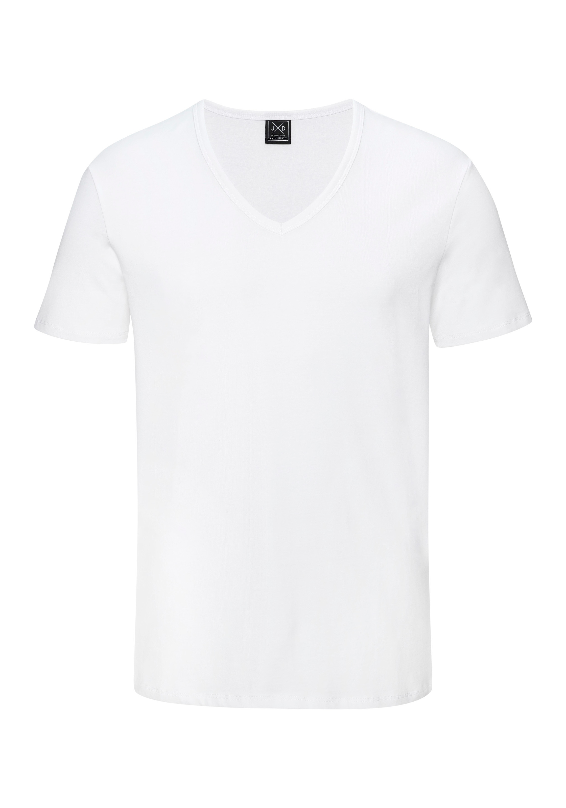 John Devin T-Shirt »mit tiefem V-Ausschnitt, V-neck Shirt« 3er-Pack,  aus elastischer Baumwollqualität