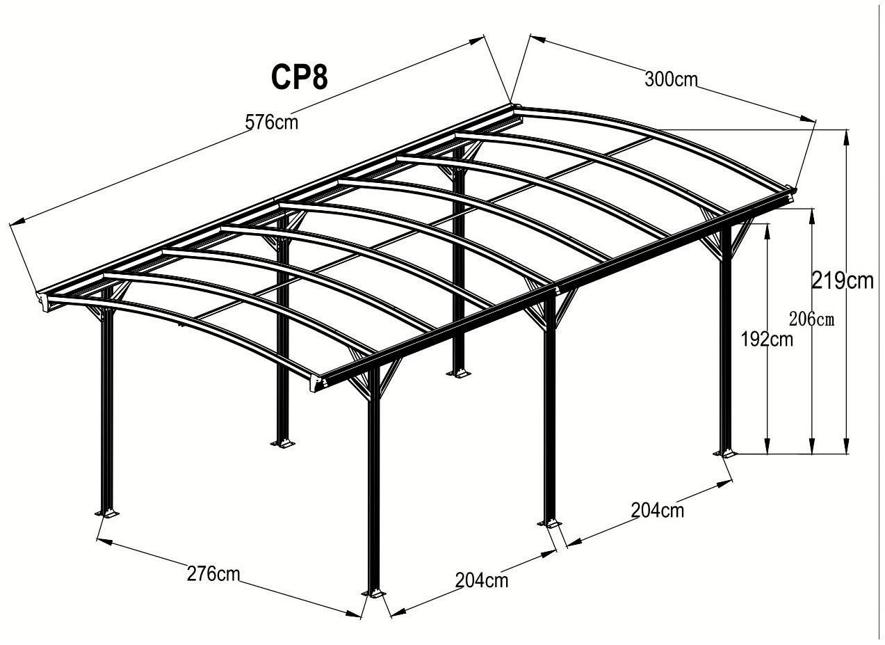 WESTMANN Einzelcarport »Rundbogen«, Aluminium, 276 cm, Anthrazit, aus Aluminium, anthrazit