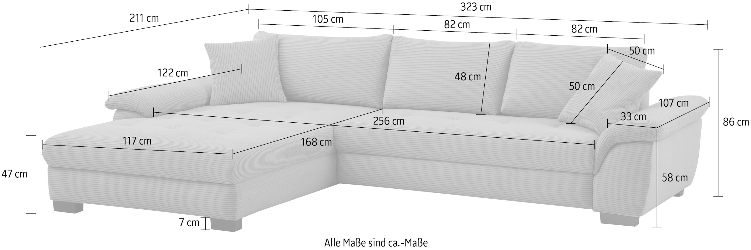 Mr. Couch Ecksofa »Dario, L-Form, mit Bett und Bettkasten« wahlweise mit Kaltschaum