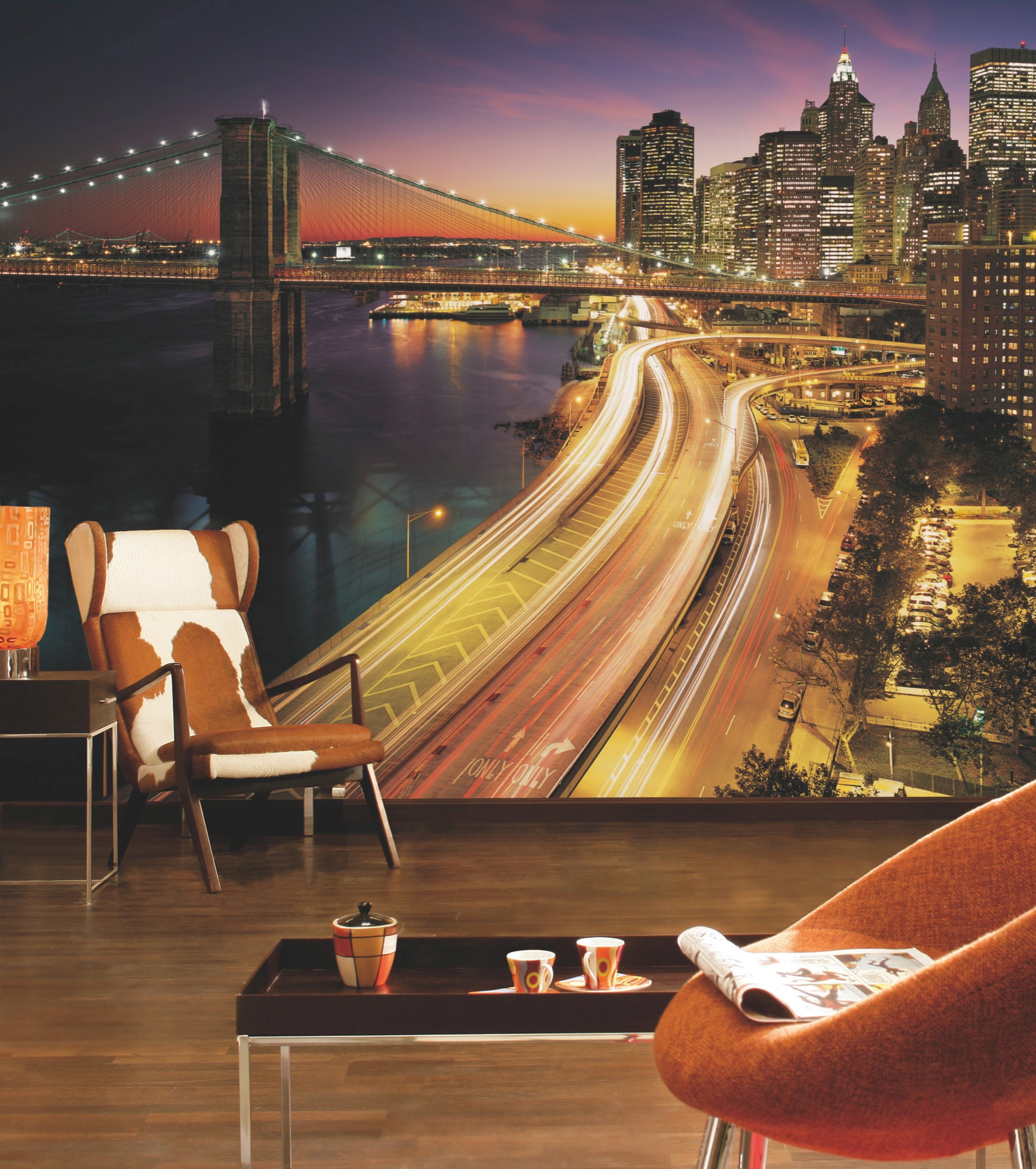 Komar Fototapete »NYC Lights - Größe 368 x 254 cm«, bedruckt, Wohnzimmer, Schlafzimmer