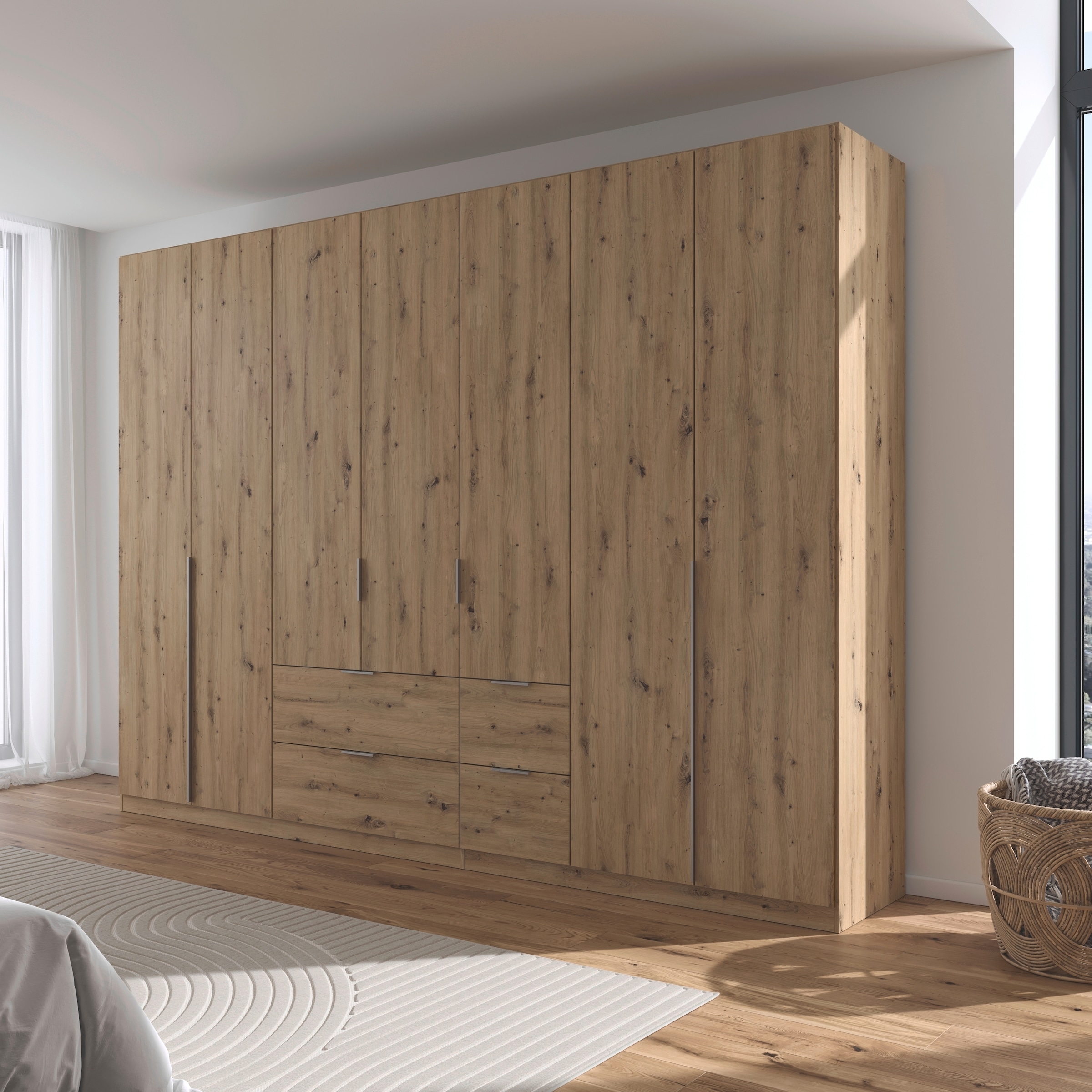 rauch Drehtürenschrank »Kleiderschrank Schrank Garderobe AGORDO mit Dekor- oder Hochglanzfront«, (in zwei Griff-Farben mit Dekor- oder Hochglanzfront), mit Außenschubkästen, in 6 Breiten und 2 Höhen MADE IN GERMANY