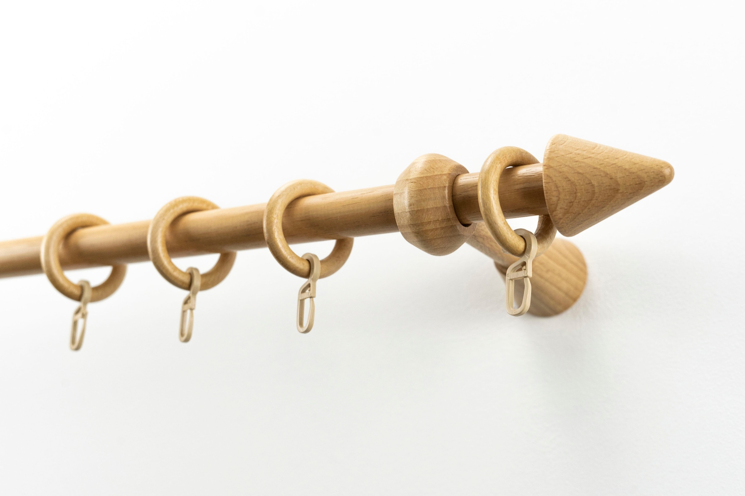 GARESA Gardinenstange »Evi« 1 läufig-läufig Wunschmaßlänge Vorhanggarnitur Holz, verlängerbar, Wandmont.,mit Ringe/2 Lauf Gleiter