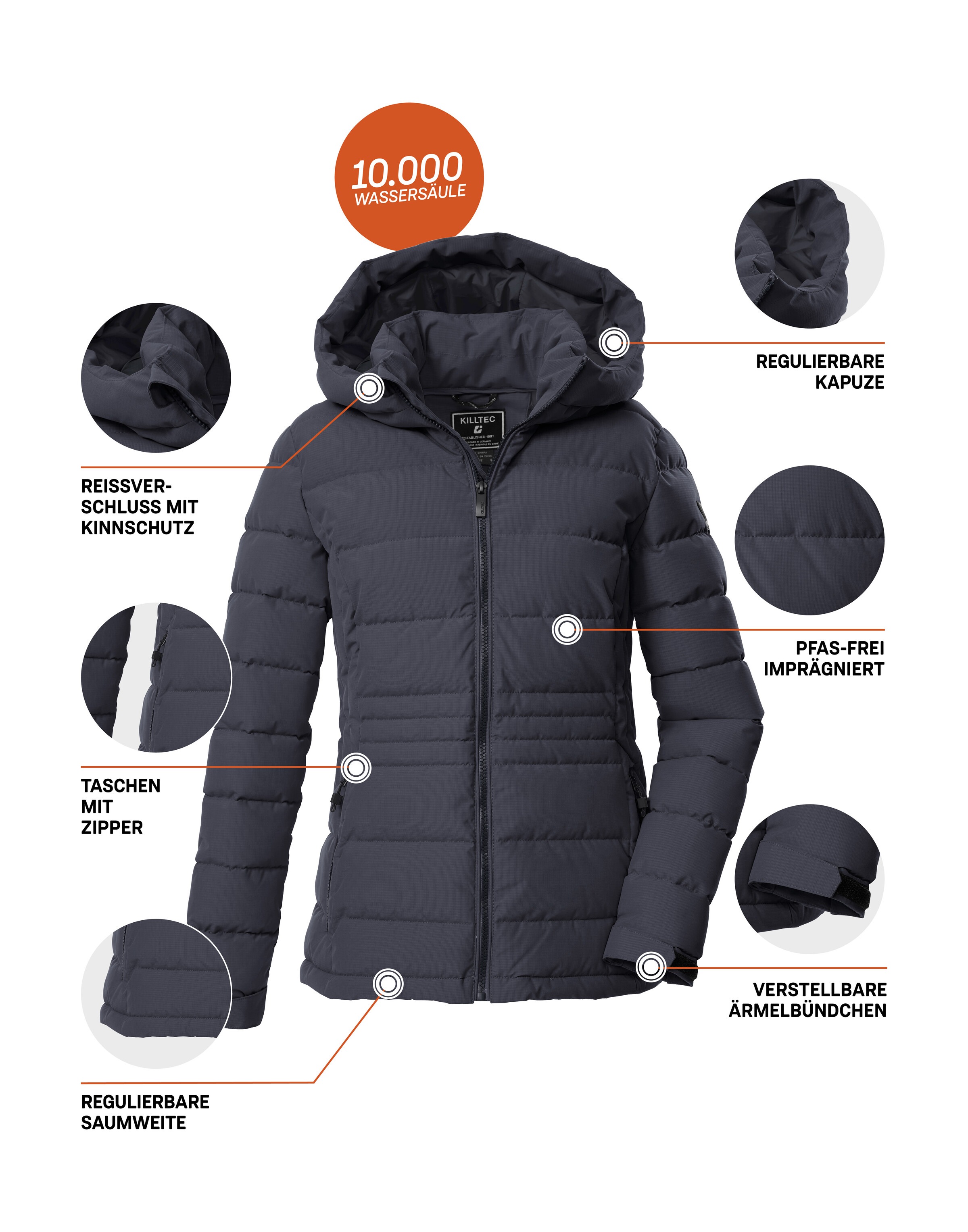 Killtec Steppjacke »KOW 10 WMN QLTD JCKT«, Winddichte, wasserabweisende Damen Steppjacke mit verstellbarer Kapuze