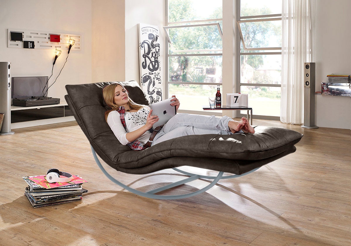 W.SCHILLIG Relaxliege »daily dreams« in Waffelkissen-Optik, Schaukelgestell silber matt, in 2 Breiten