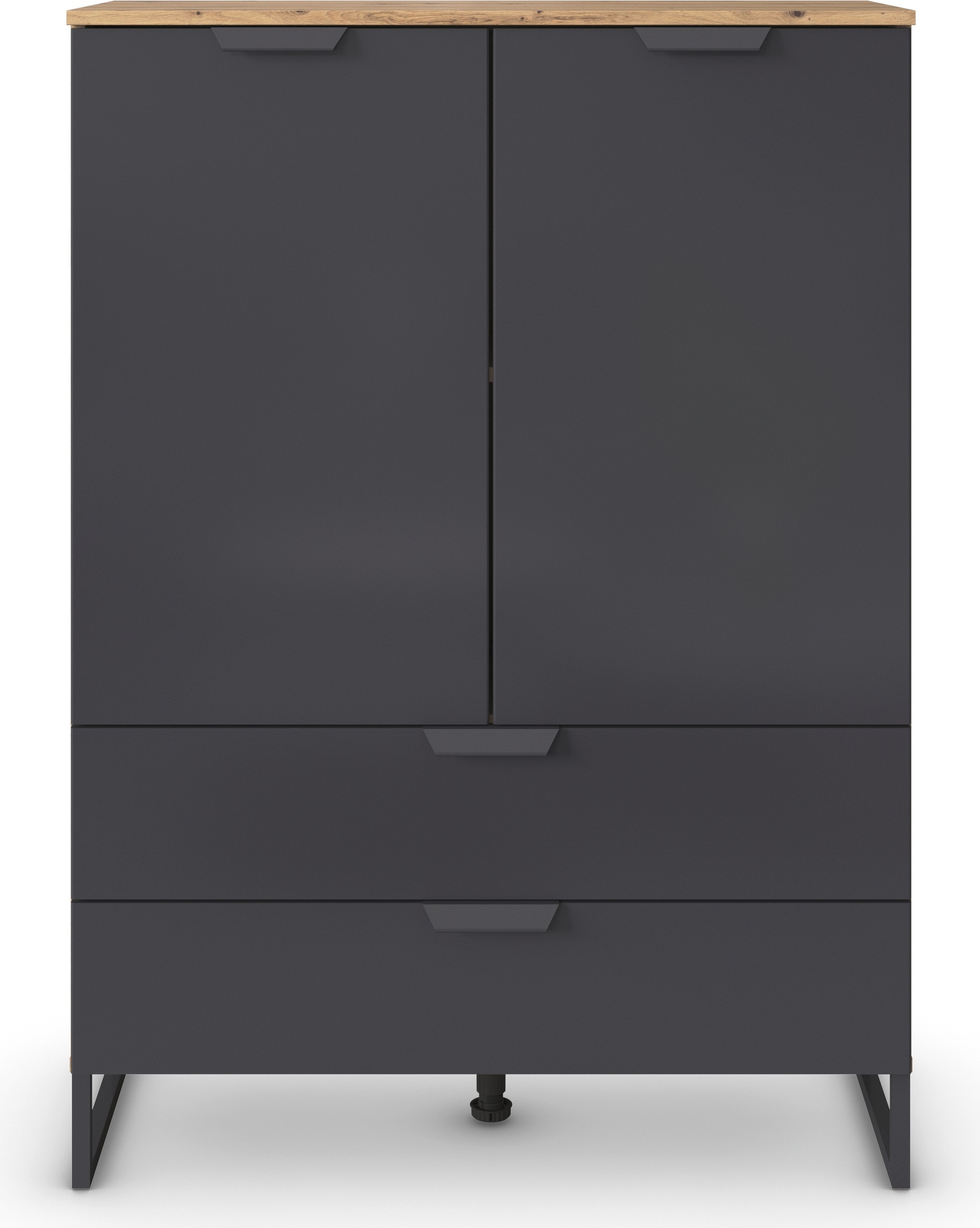 rauch Hochkommode »Dark&Wood by Aditio«, im Industrial Style mit Kufenfuß, 2 Schubladen mit Softclose-Funktion