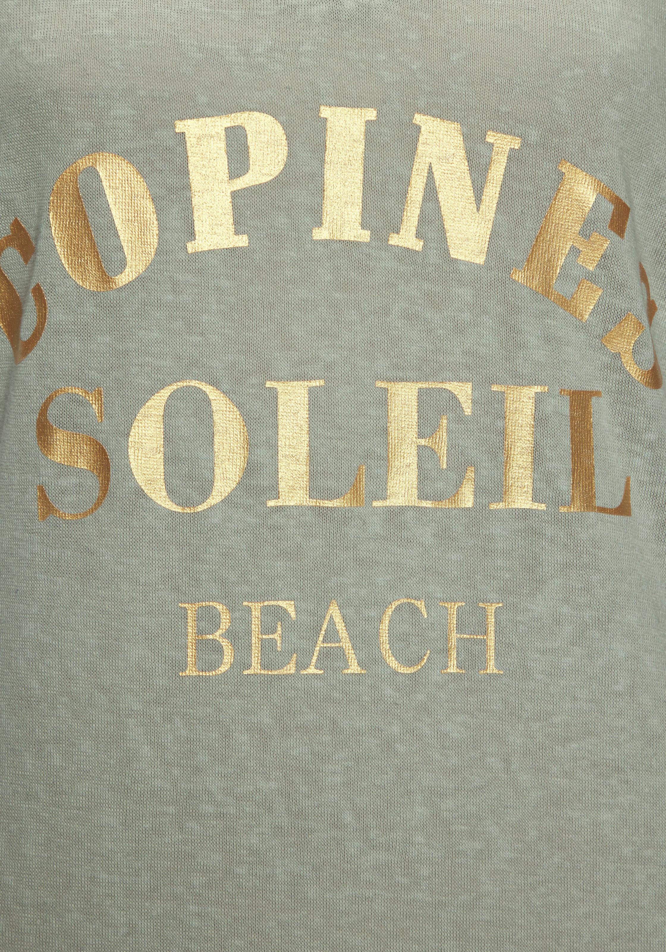 Beachtime by Lascana Strandkleid »mit glänzendem Foliendruck vorne, langes T-Shirt-Kleid« lockeres Jerseykleid, Midikleid mit Seitenschlitzen, Sommerkleid