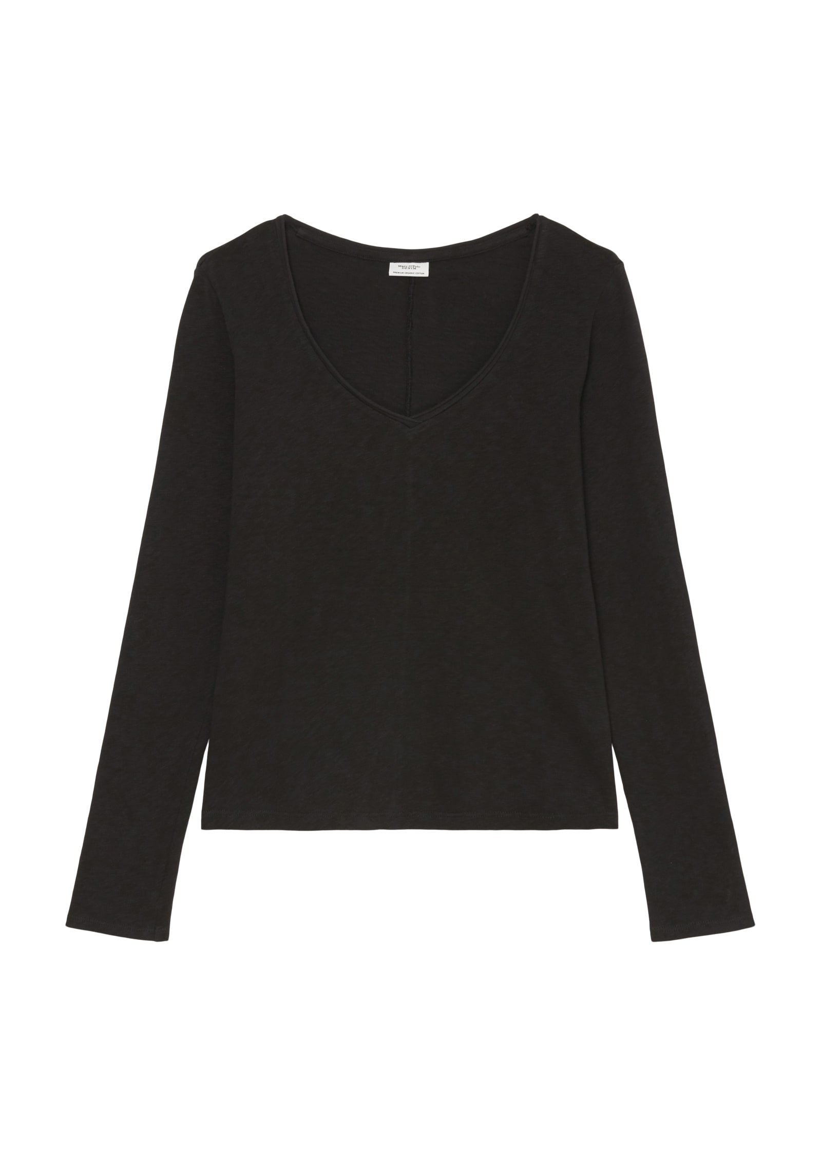 Marc O'Polo DENIM Langarmshirt mit Rollkante am V-Ausschnitt