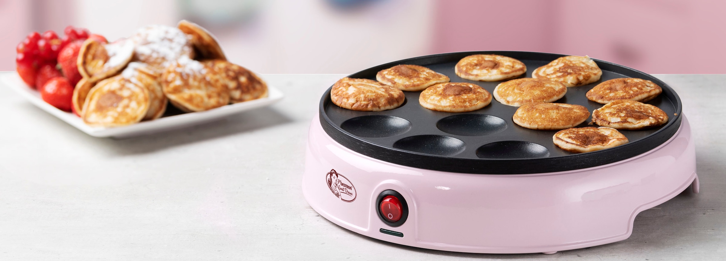 bestron Poffertjes-Maker »APFM700SDP«, 800 W, Retro Design, Mini Pfannkuchen Automat, mit Antihaftbeschichtung