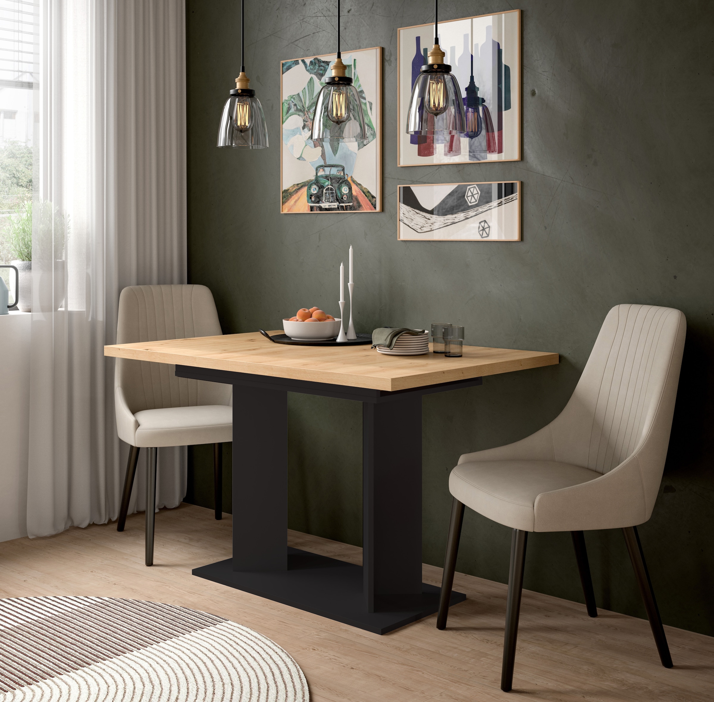 Home affaire Esstisch »GERO, 120-160 cm, ausziehbar, Säulengestell« in verschiedenen Ausführungen erhältlich, 1 Stk. tlg. Tisch, Esstisch, Esszimmer, Esszimmertisch, Küchetisch, Bartisch