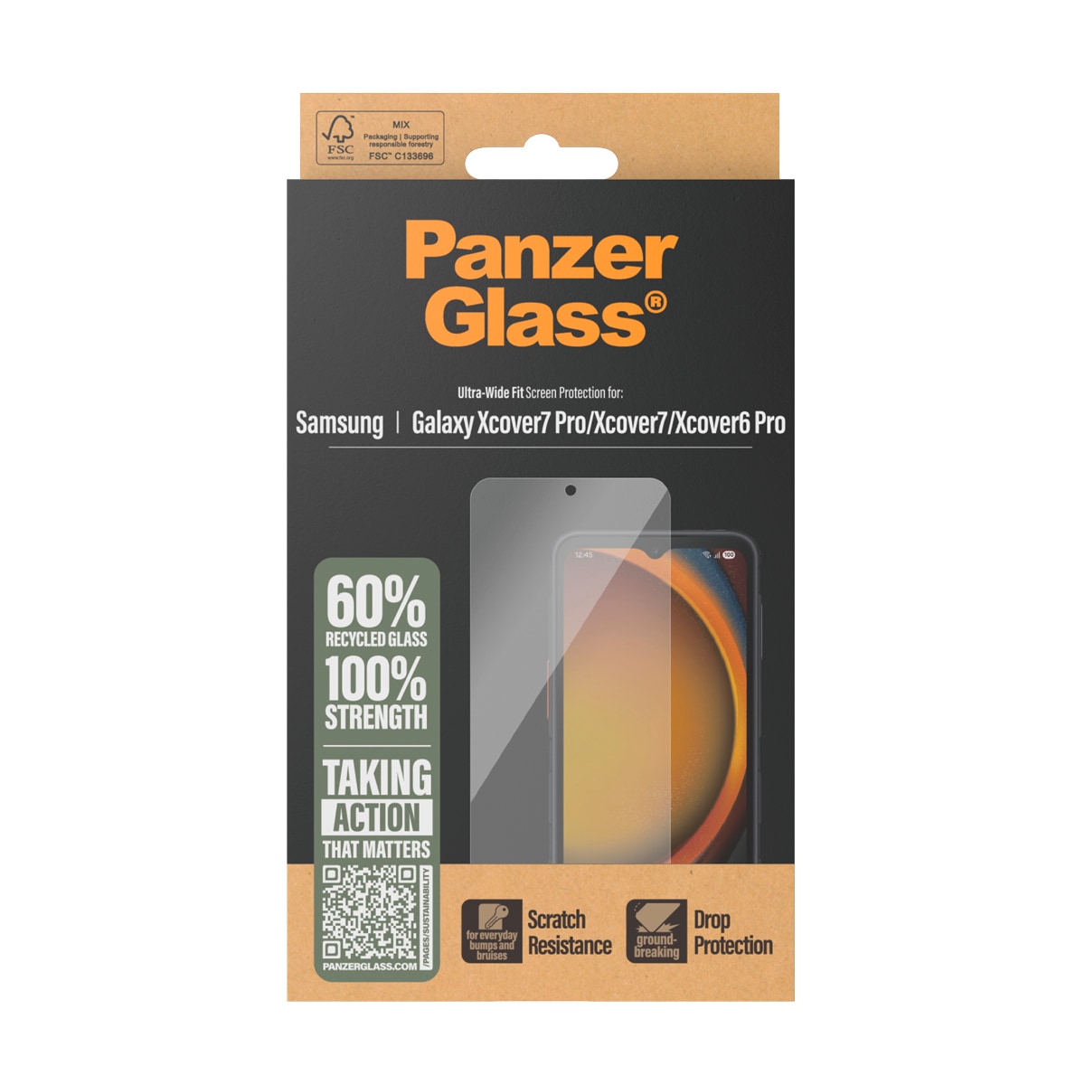CARE by PanzerGlass Displayschutzglas »Ultra-Wide Fit Screen Protector«, für Samsung Galaxy Xcover 6 Pro-Samsung Galaxy Xcover 7-Samsung Galaxy Xcover 7 Pro, Displayschutzfolie, Schutzfolie, Bildschirmschutz, kratz- & stoßfest
