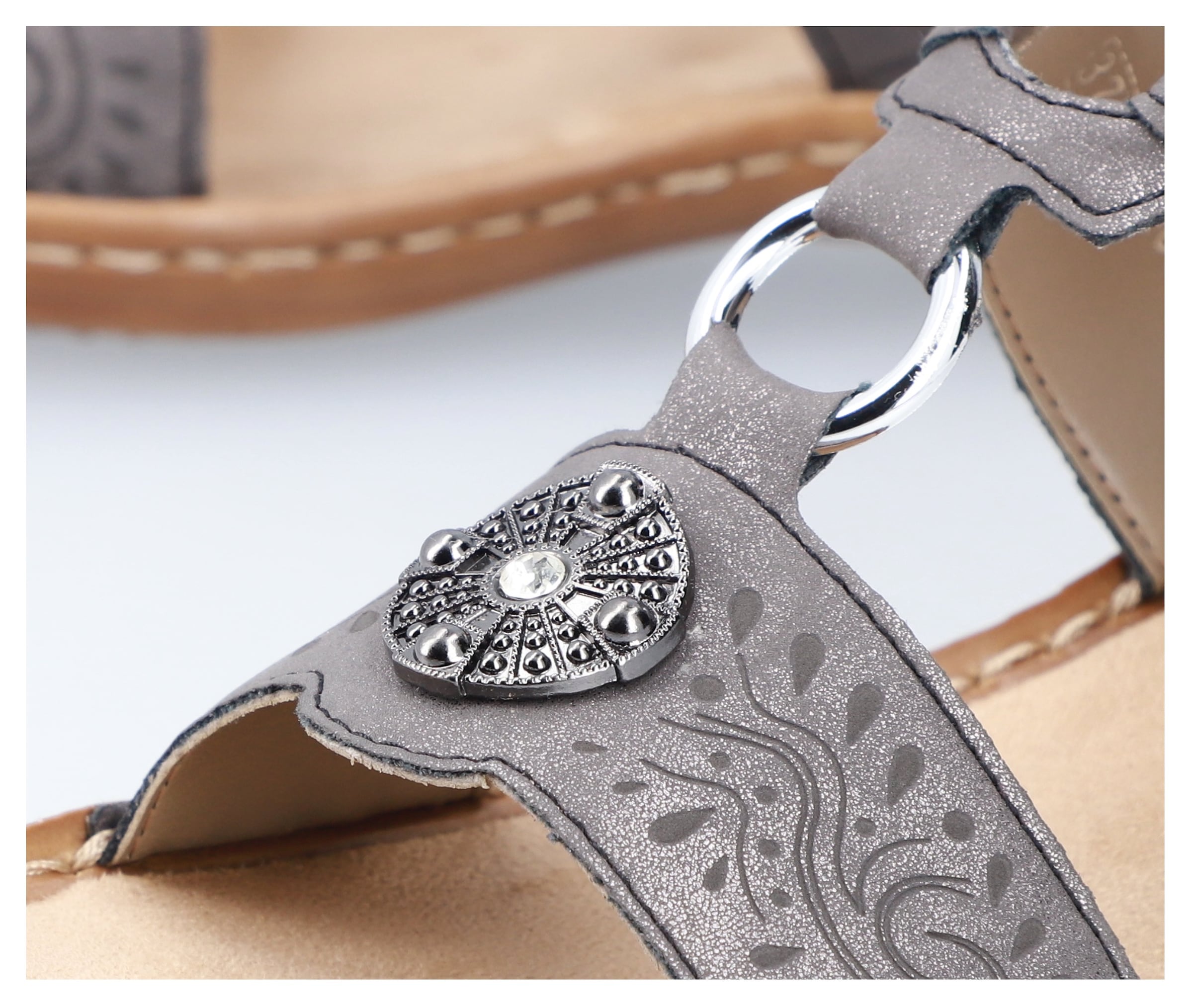 Rieker Pantolette, Keilabsatz, Sommerschuh, Schlappen Mit Schmuck-Applikation