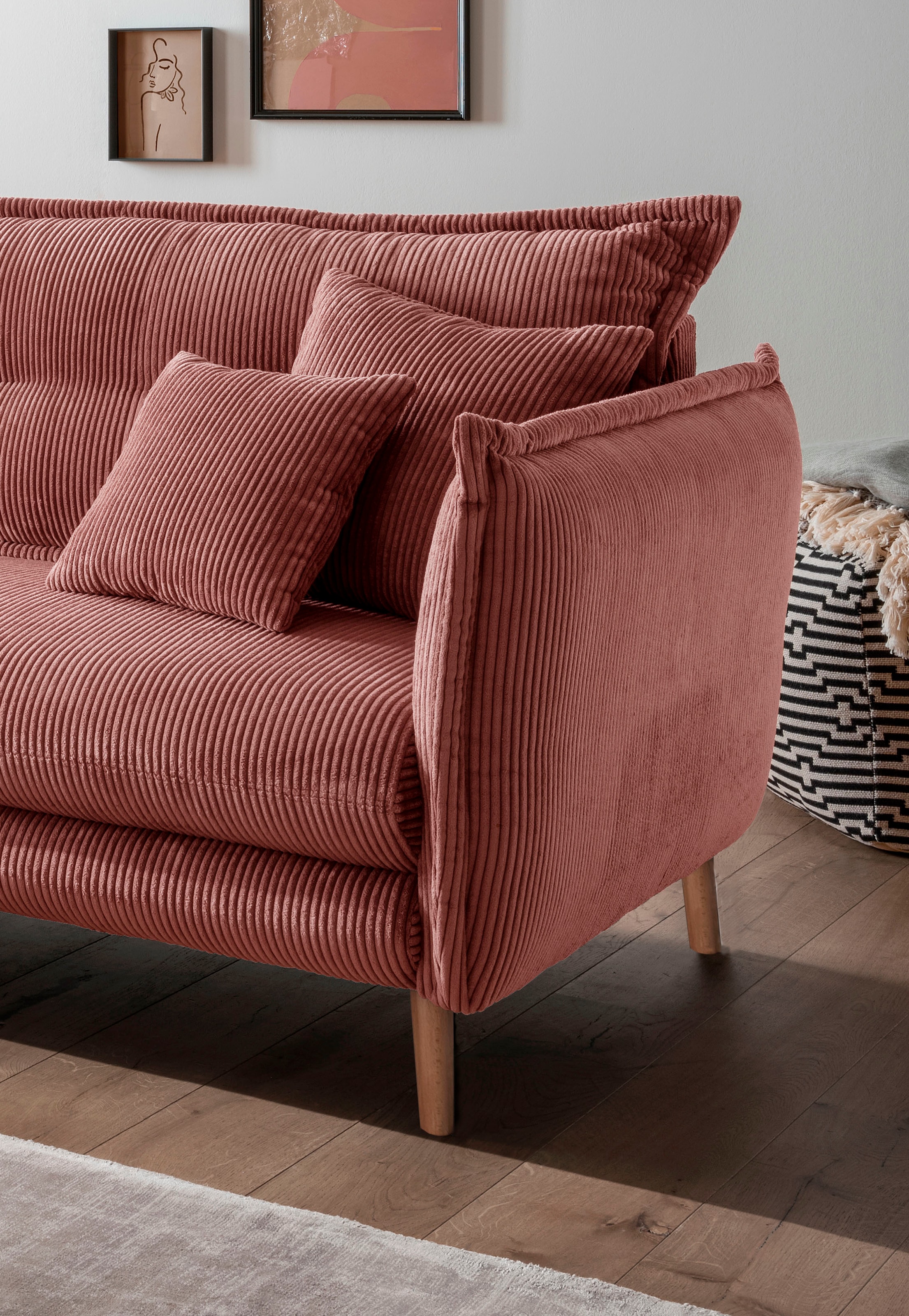 INOSIGN Ecksofa »Lazio modern und bequem, schmale Armlehnen, tolle Detailverarbeitung«, zwei verschiedene Fußfarben wählbar